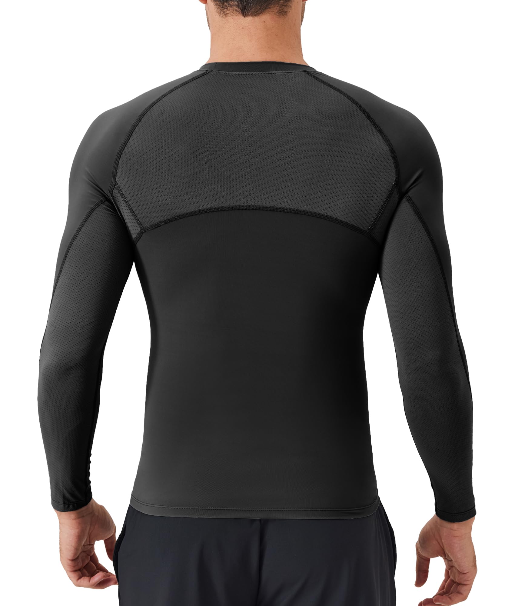 SPVISE Black Compression Long Sleeve Shirt Men Performance Workout Running T-Shirts Breathable Gym Compression Tops for Men