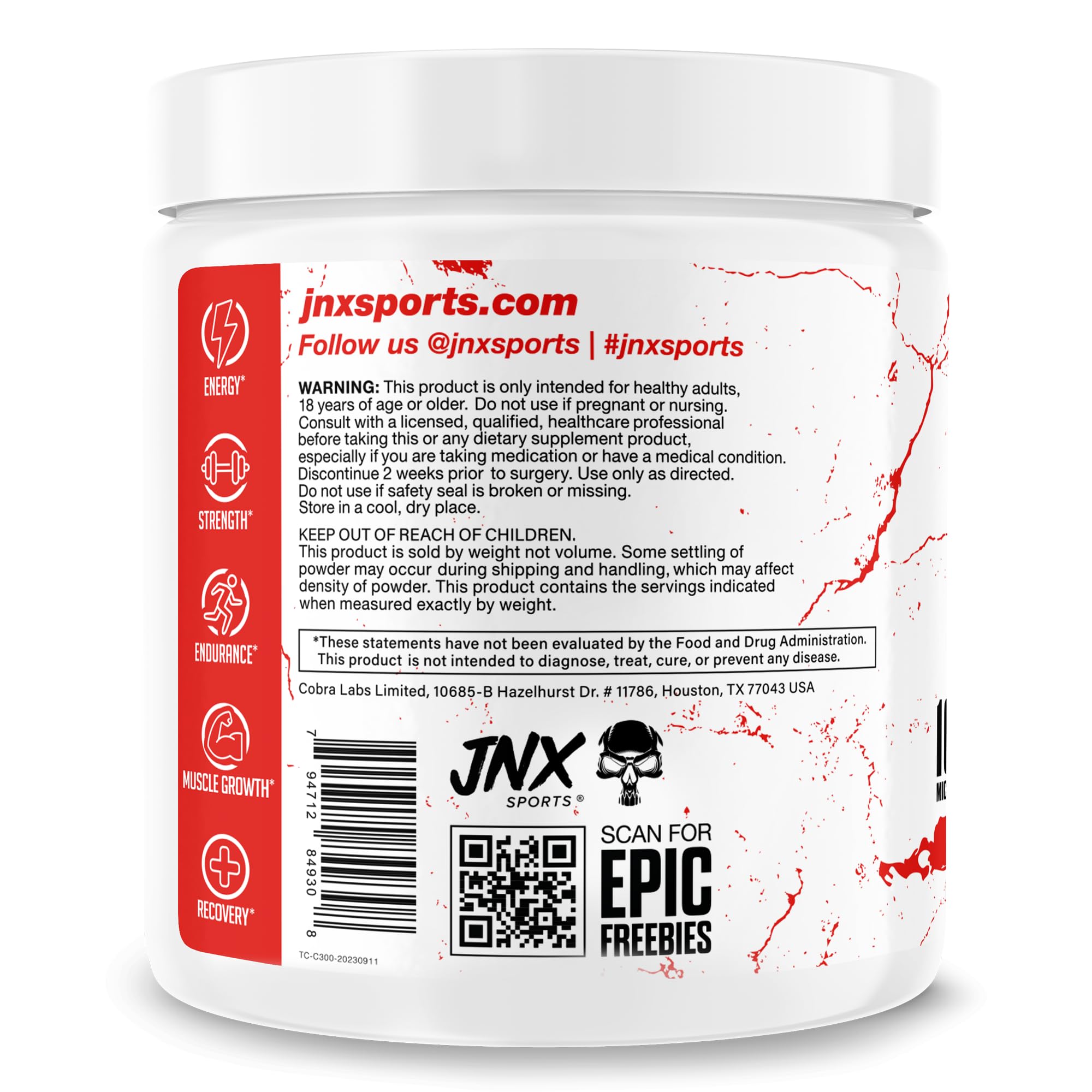 JNX SPORTS The Curse! Creatine Monohydrate Powder 300g 5g Per Serve Pure Micronized Creatine 60 Servings (10.6oz)