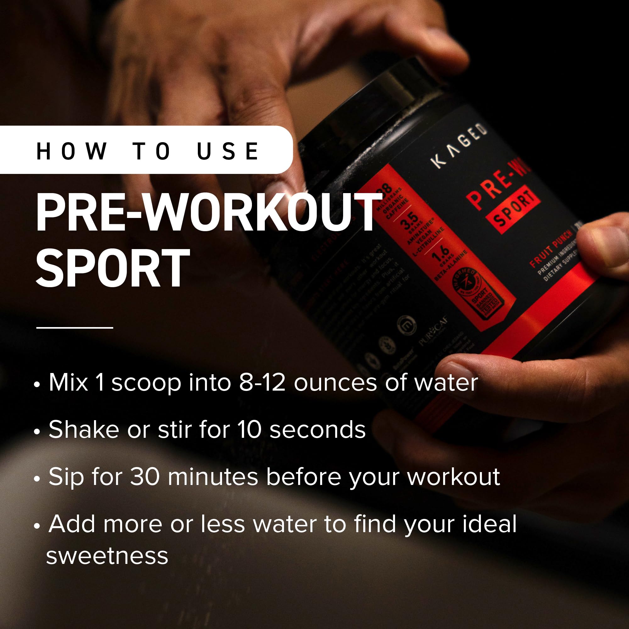 Kaged Athletic Sport Pre Workout Powder | Fruit Punch | Energy Supplement for Endurance | Cardio, Weightlifting Sports Drink | 20 Servings