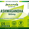 INNERVISNUTRITION Ashwagandha 500mg - 120 Vegetable Capsules Helps Stress Relief Support Brain Function Better Absorption with Black Pepper Extract