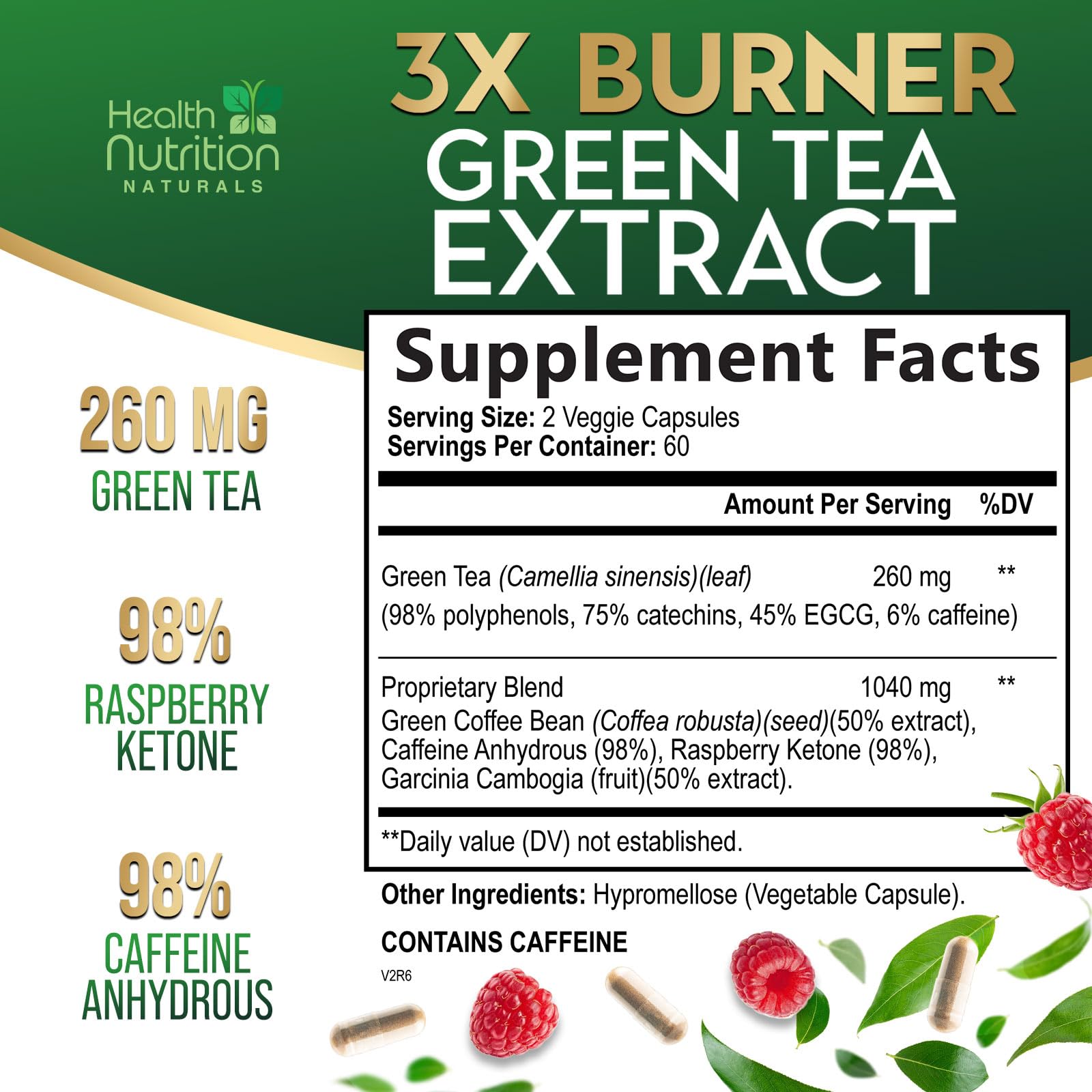 Green Tea Extract Pills - 98% Standardized EGCG 1300mg for Natural Extra Strength Energy - Supports Antioxidant & Heart Health - Herbal & Immune Support with Polyphenols - Max Potency - 120 Capsules