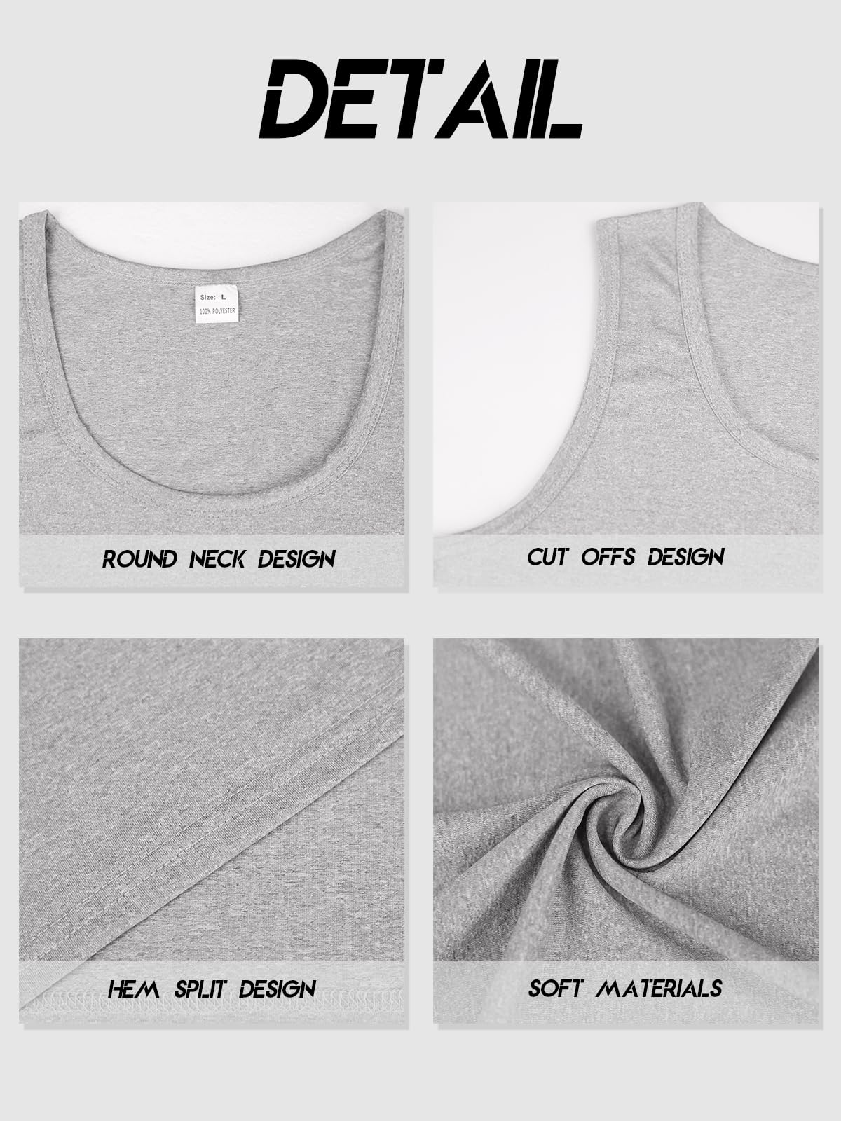 TRFIC Men's Workout Tank Top 2 Pack Casual Soft Sleeveless Gym Muscle Shirts Bodybuilding Tee Grey