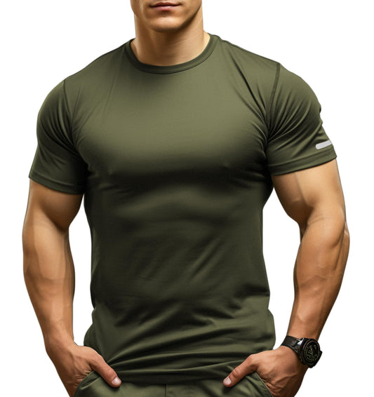 Athletic Shirt for Men Dry Fit(Army Green,L)