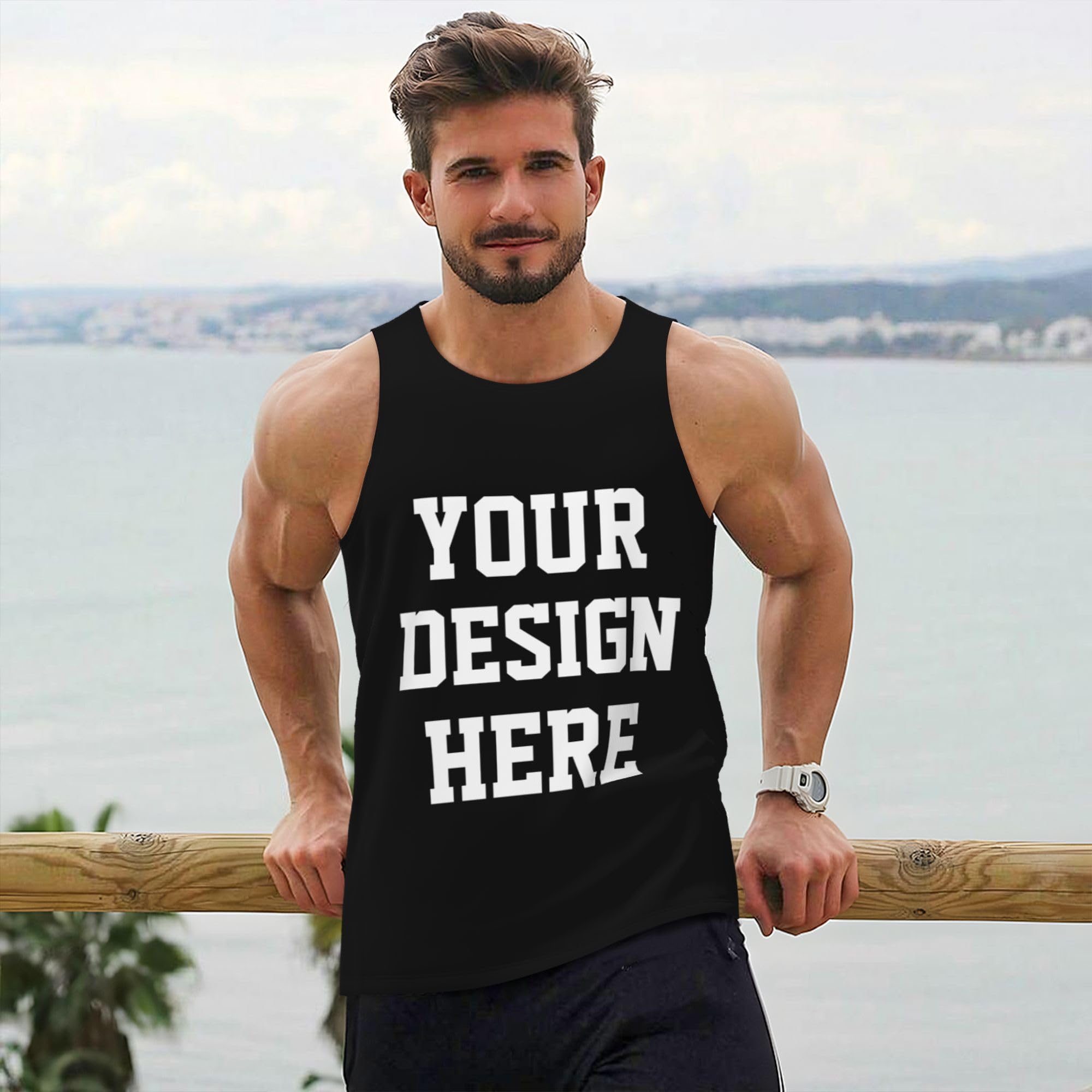 Custom Tank Top Your Design Here Customized Shirt Personalized Tank Top for Gym Running Custom Tank Tops Black Medium
