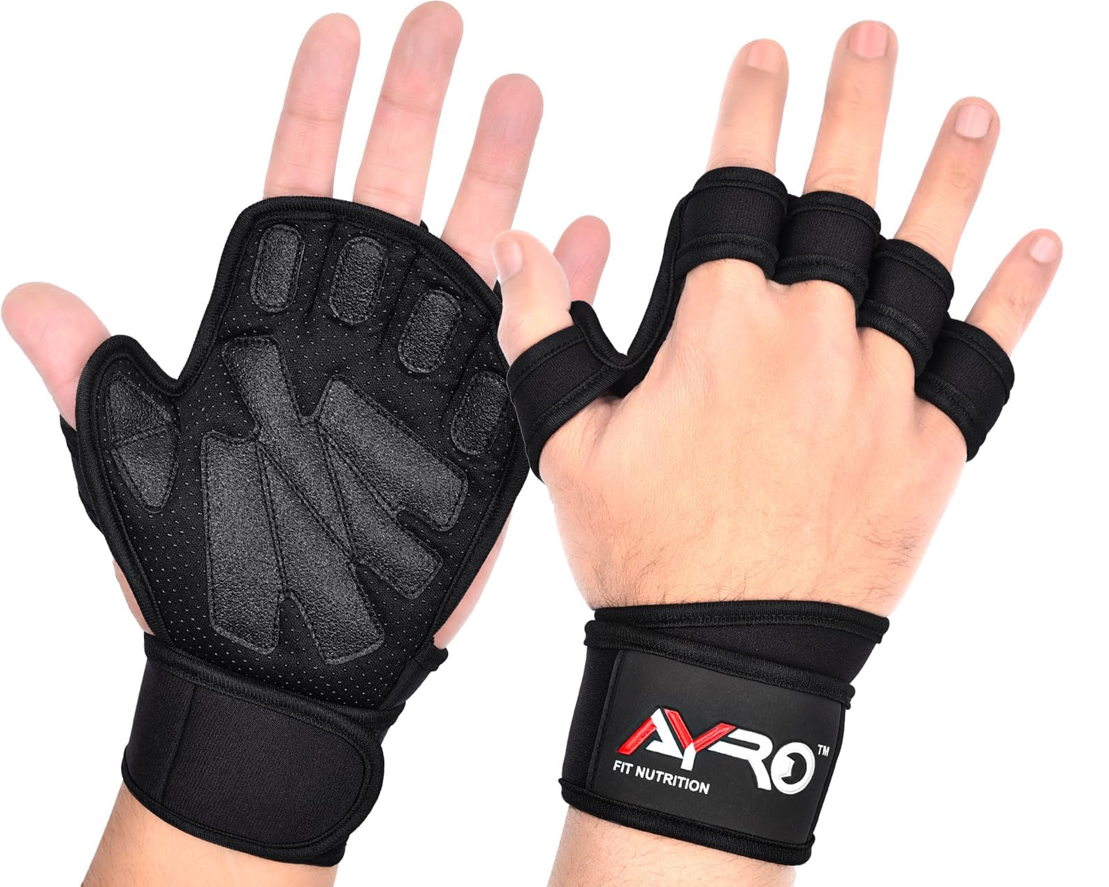 AYRO Ventilated Workout Gloves for Men & Women, Weightlifting & Gym Gloves with Built-in Wrist Wraps - Ideal for Fitness & Lifting (Vent Glove, Large)