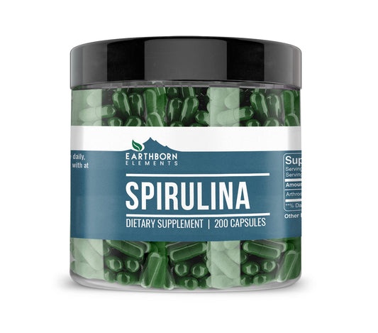 Earthborn Elements Spirulina 200 Capsules, Pure & Undiluted, No Additives