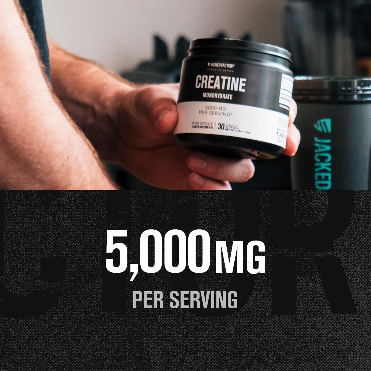Jacked Factory Creatine Monohydrate Powder 150g - Creatine Supplement for Muscle Growth, Increased Strength, Enhanced Energy Output and Improved Athletic Performance 30 Servings, Unflavored