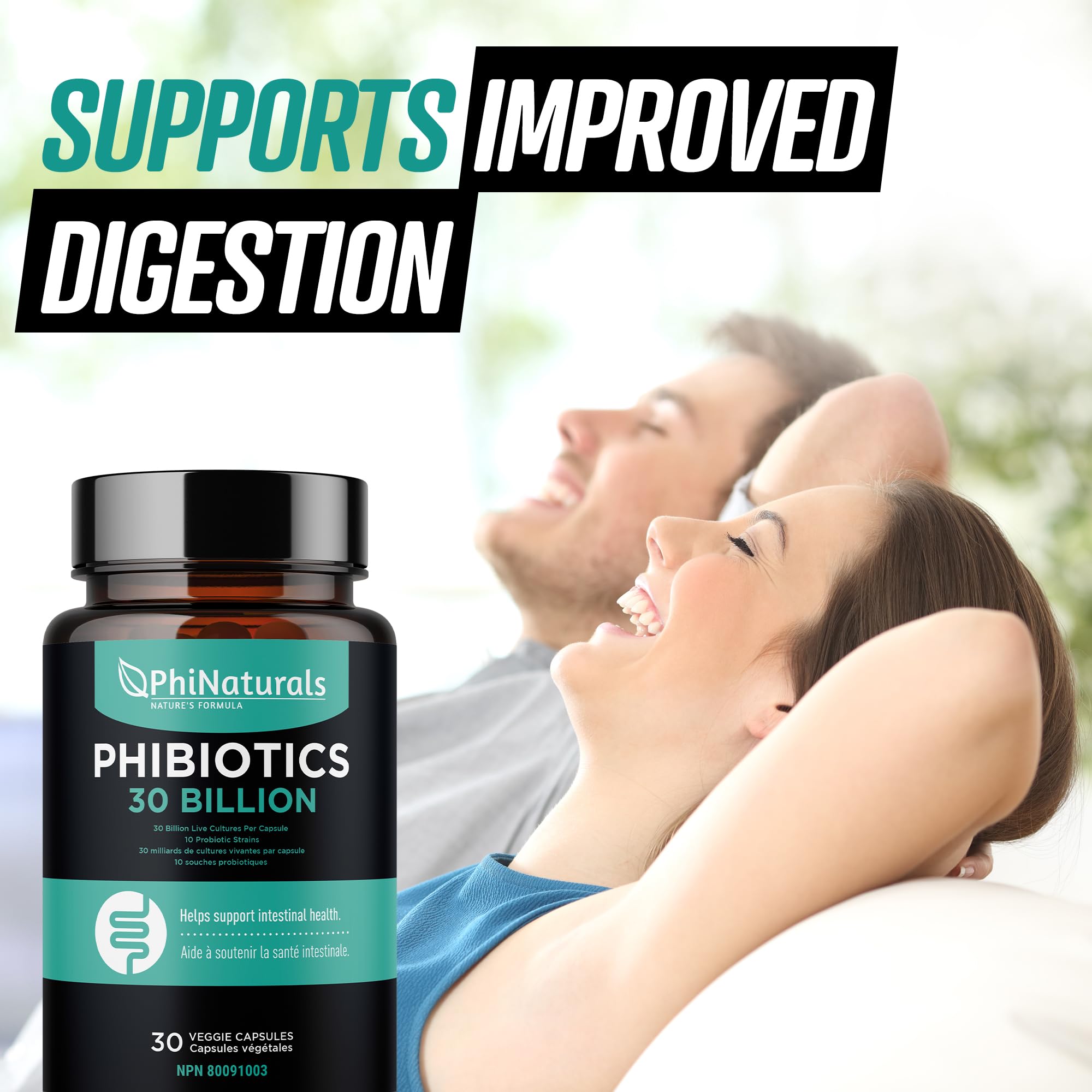 High Potency Probiotics 10 Strains – 30 Billion CFUs – [30 Vegan Capsules] Digestive Health Supplement for Men & Women – Shelf-Stable Lactobacillus Acidophilus Bifidobacterium – Immune Support