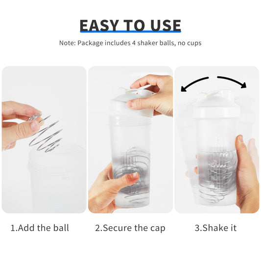 BooMetCheer 4 Pcs 2.1-Inch Large Size Shaker Balls for Protein Shakes,Milkshake and Salad Dressing,304 Stainless Steel Shaker Ball
