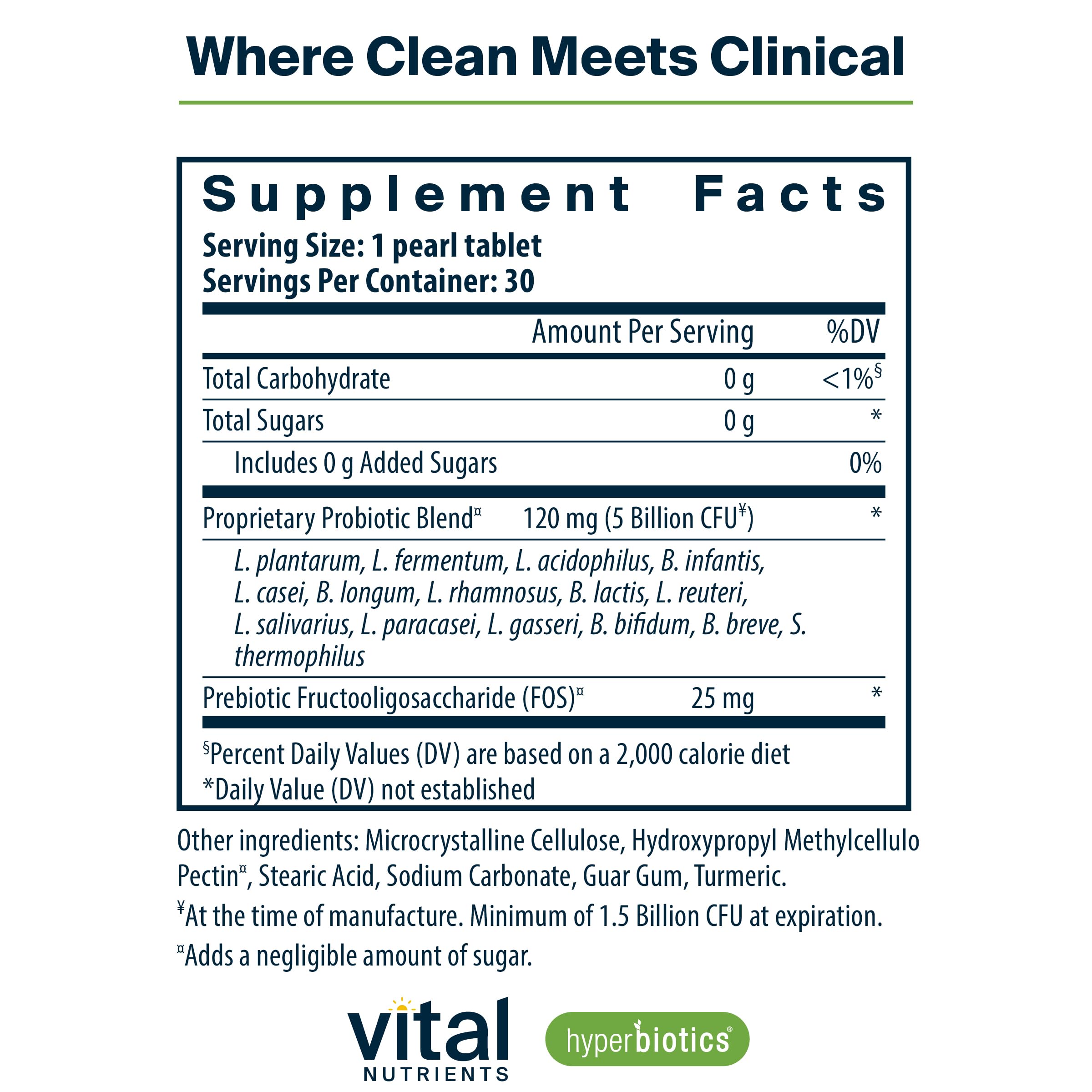 Hyperbiotics Vital Nutrients Pro-15 Pre + Probiotic | 15 Strains| Supports Occasional Constipation, Diarrhea, Gas & Bloating | Immune, Digestive & Gut Health | Shelf-Stable | Vegan | 30 Pearl Tablets