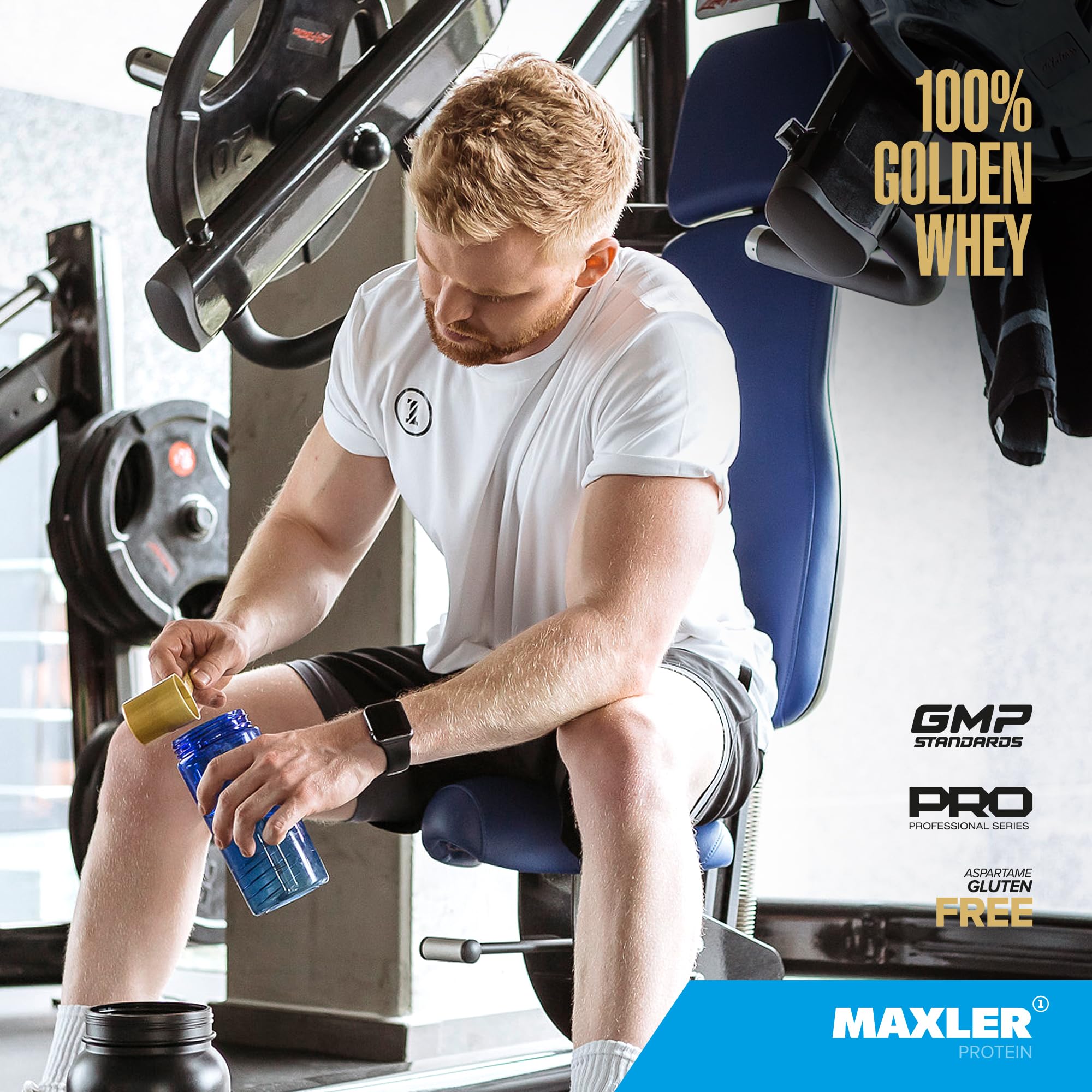 Maxler 100% Golden Whey Protein - 24g of Premium Whey Protein Powder per Serving - Pre, Post & Intra Workout - Fast-Absorbing Whey Hydrolysate, Isolate & Concentrate Blend - Vanilla Ice Cream 2 lbs