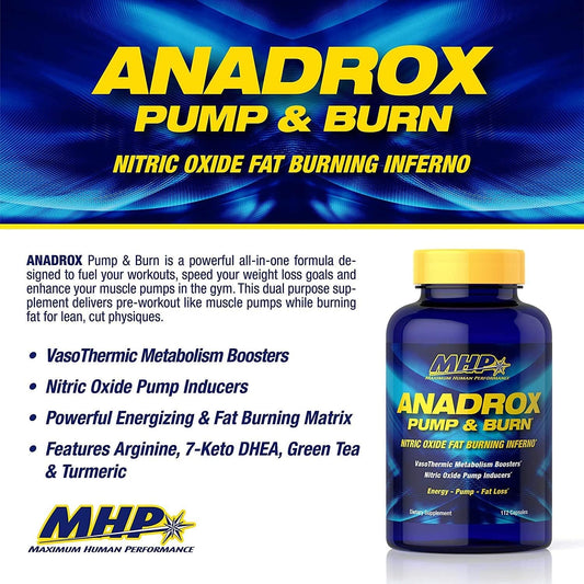 MHP Anadrox Pump & Burn, Nitric Oxide Fat Burning Inferno, 112 capsules