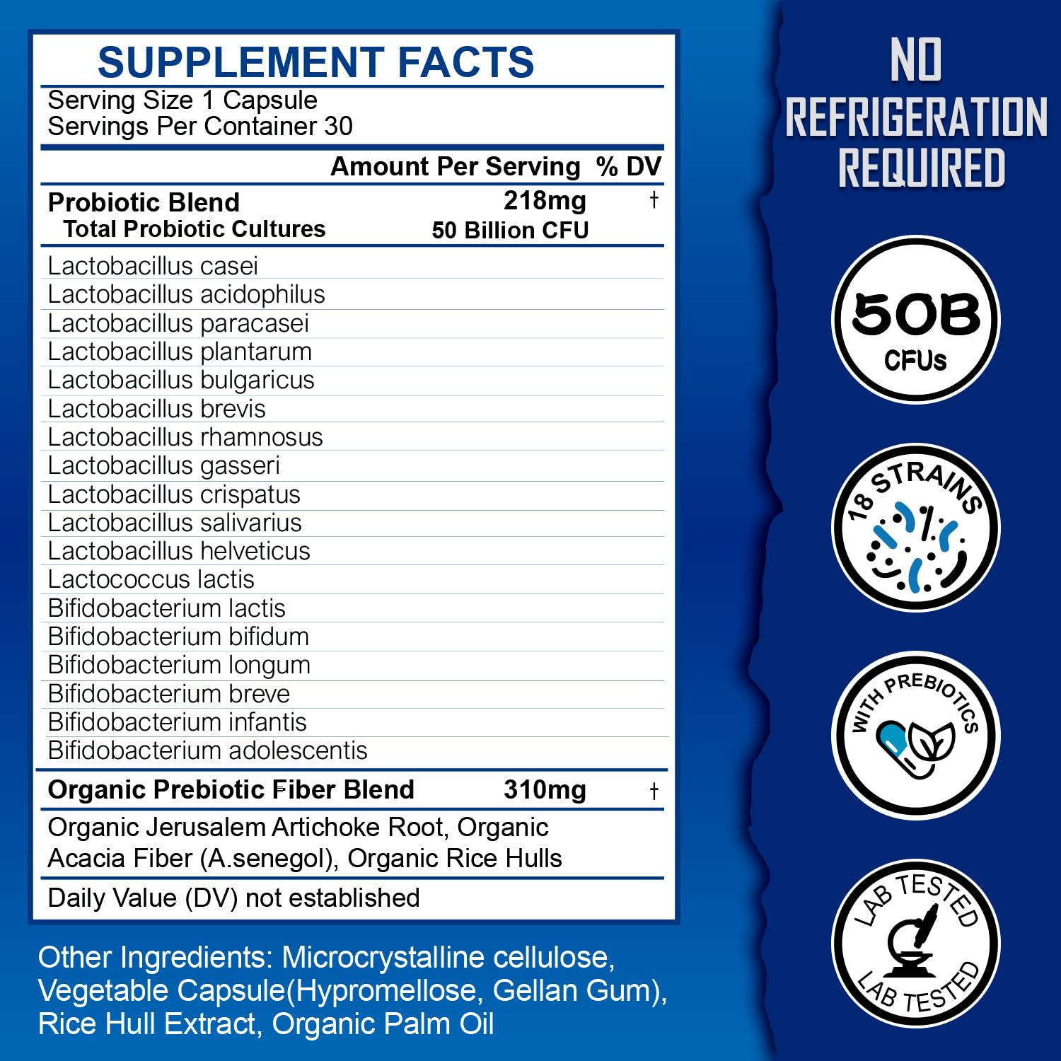 MENXI Probiotics 50 Billion CFU, 18 Strains + Prebiotics - Supports Digestive, Immune & Gut Health, Relief for Occasional Diarrhea, Gas & Bloating - Daily Probiotics Supplement for Women & Men - 30ct