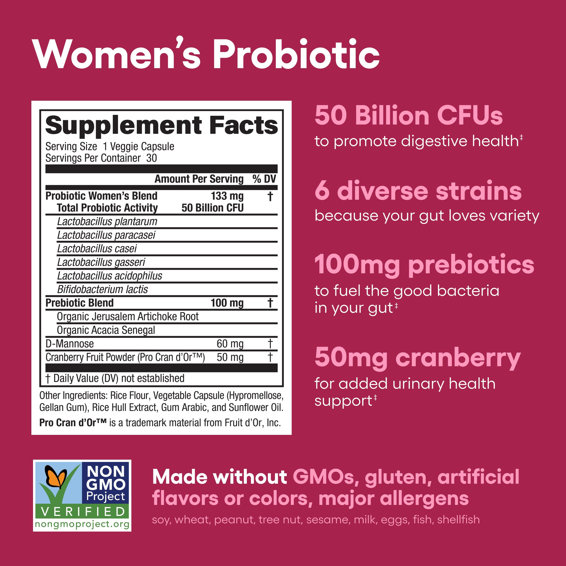 Physician's Choice Probiotics for Women - PH Balance, Digestive, UT, & Feminine Health - 50 Billion CFU - 6 Unique Strains for Women - Organic Prebiotics, Cranberry Extract+ - Women Probiotic - 30 CT
