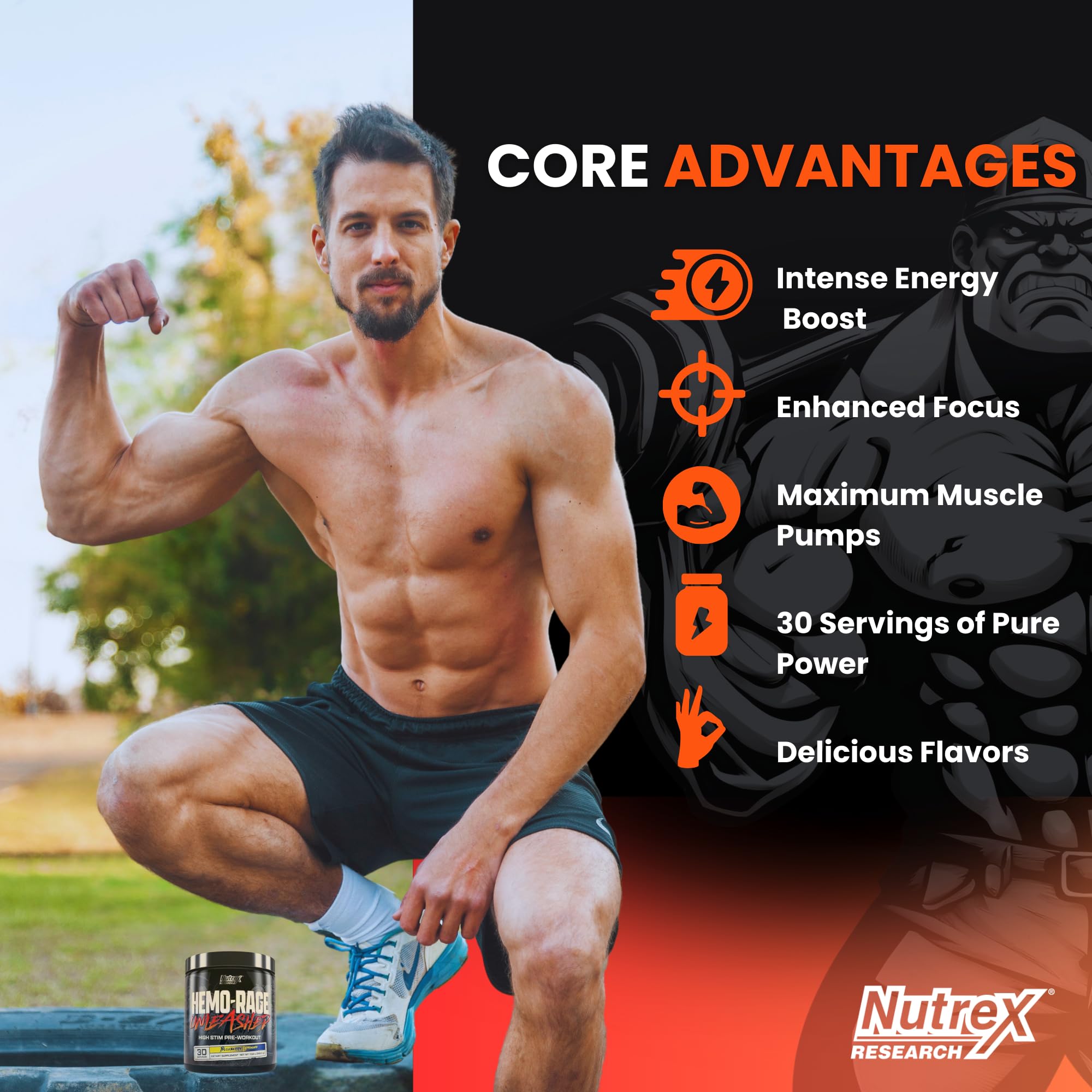 Nutrex Research Hemo-Rage Extreme High Stim Pre Workout Powder | Insane Lasting Energy, Focus, Endurance & Pump Booster Preworkout Supplement | Blueberry Lemonade 30 Servings