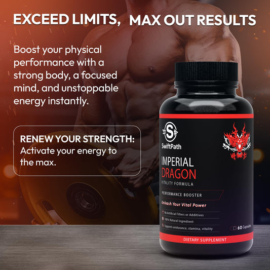 Imperial Dragon Male Enhancement Pills for Men – Natural Testosterone Booster, Libido & Stamina Support – With Tongkat Ali, Horny Goat Weed, Maca, Shilajit – Energy & Performance Supplement