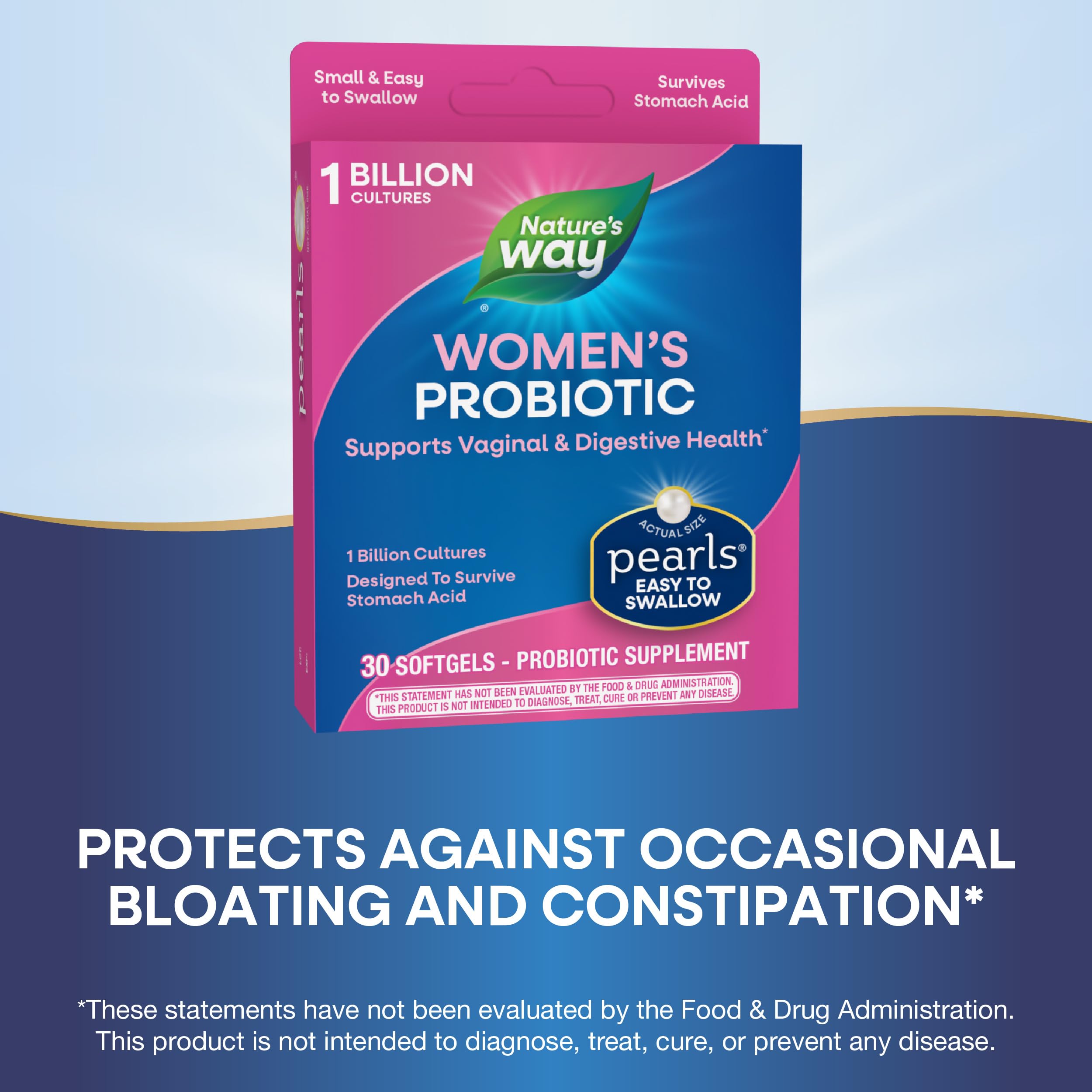 Nature's Way Women's Probiotic Pearls, Supports Vaginal and Digestive Health*, 1 Billion Live Cultures, No Refrigeration Required, 30 Softgels (Packaging May Vary)