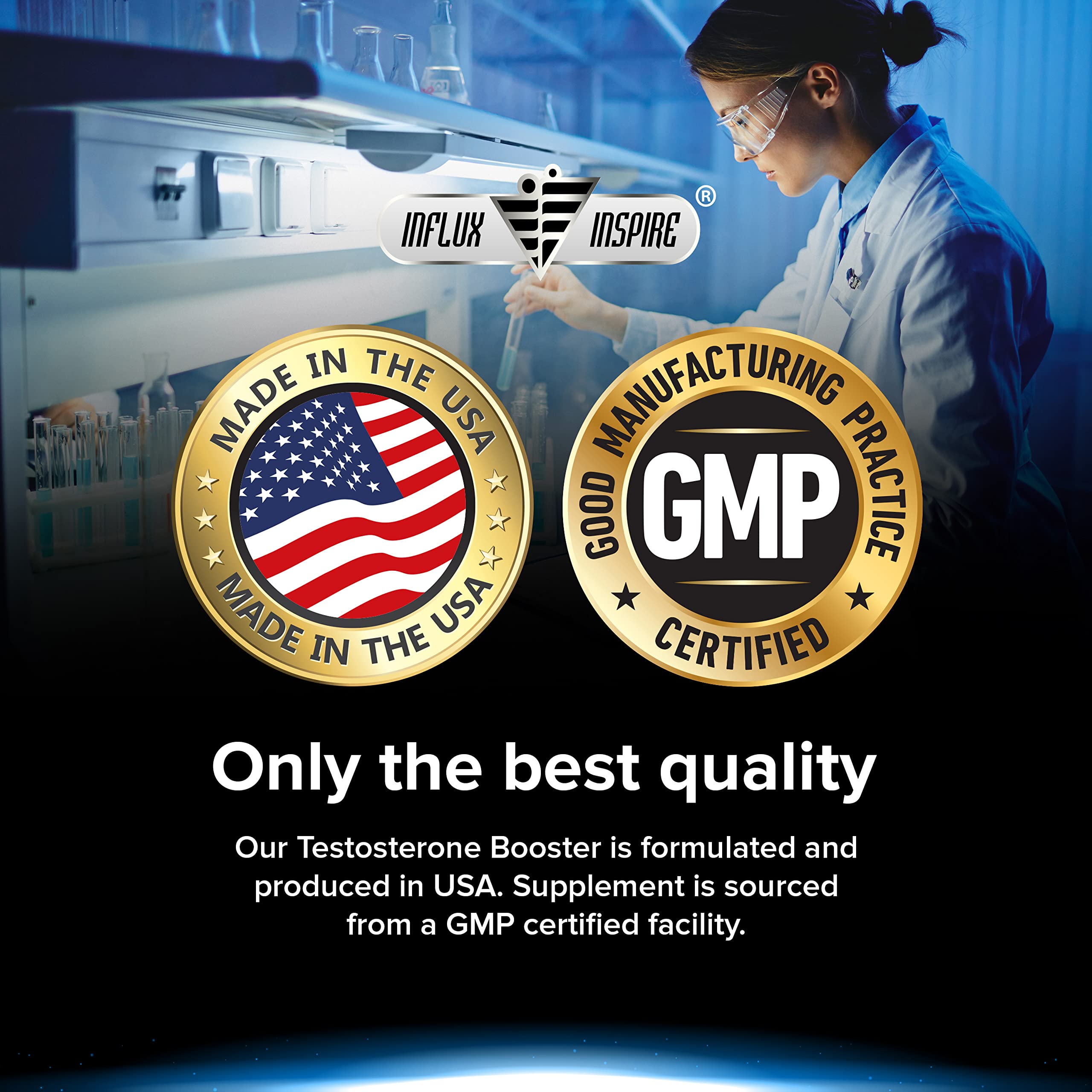 Influx Inspire Testosterone Booster for Men - Test Booster for Stamina, Endurance & Strength - 60 Capsules