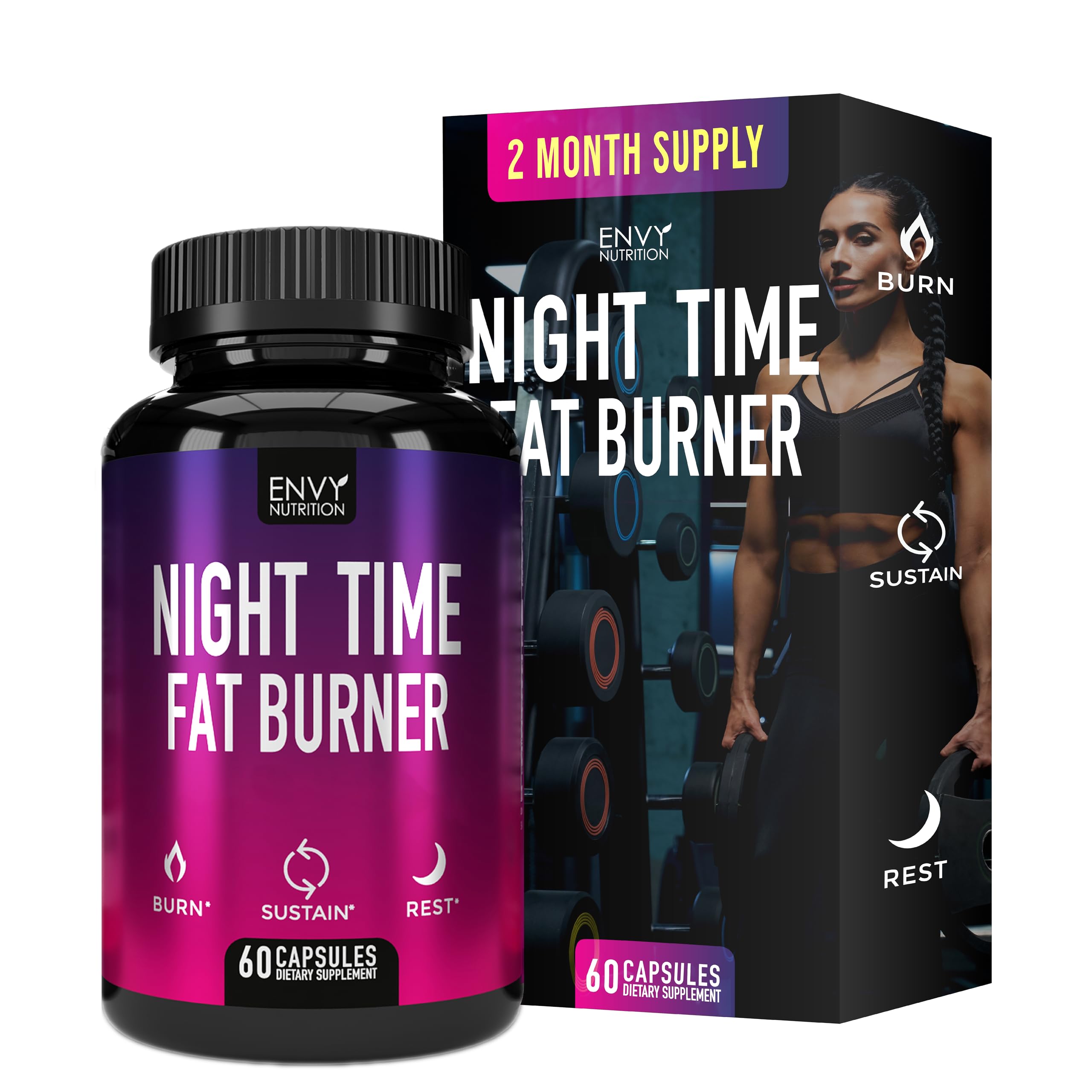 Night Time Fat Burner Supplements with Green Coffee Bean Extract - 60 Capsules