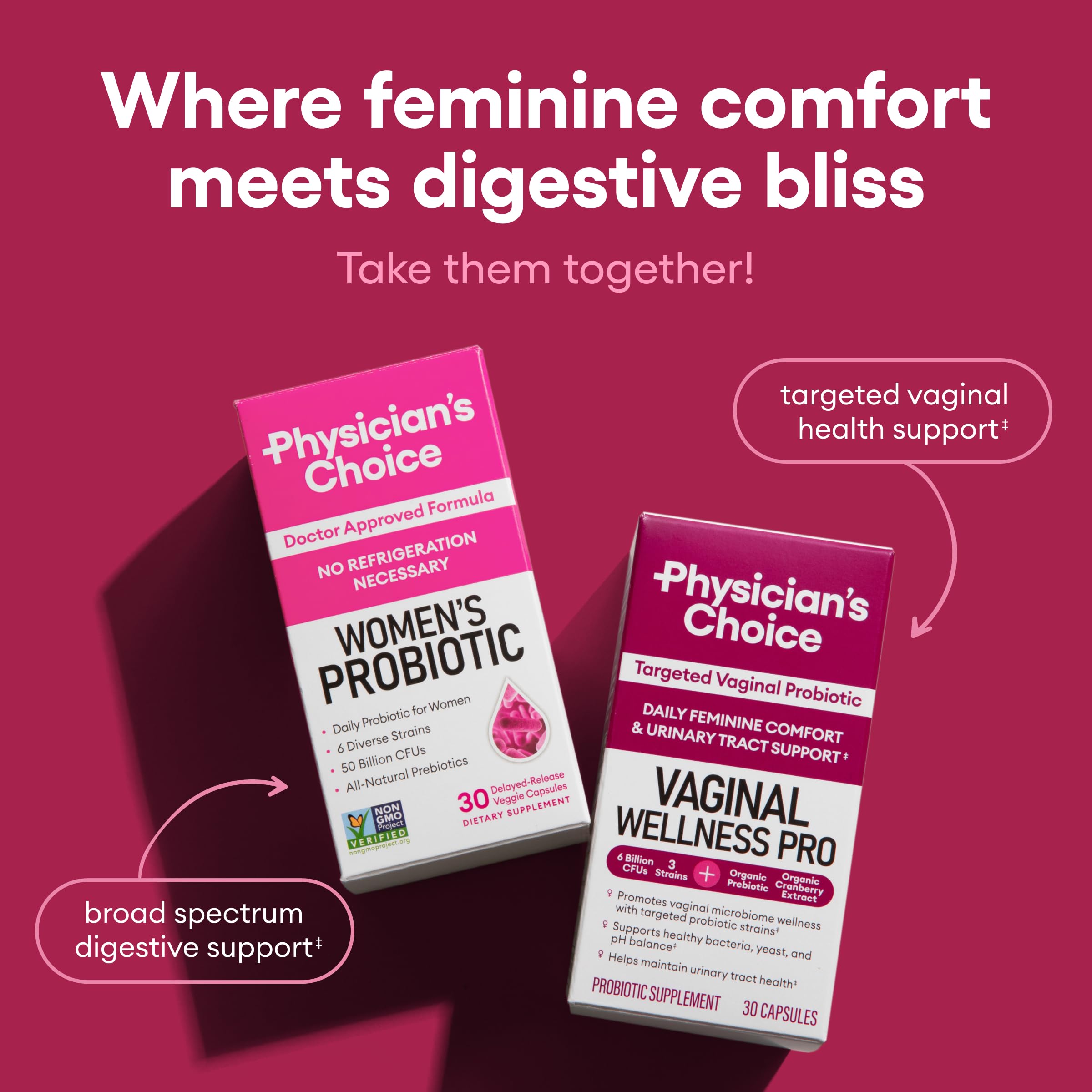 Physician's Choice Probiotics for Women - PH Balance, Digestive, UT, & Feminine Health - 50 Billion CFU - 6 Unique Strains for Women - Organic Prebiotics, Cranberry Extract+ - Women Probiotic - 30 CT