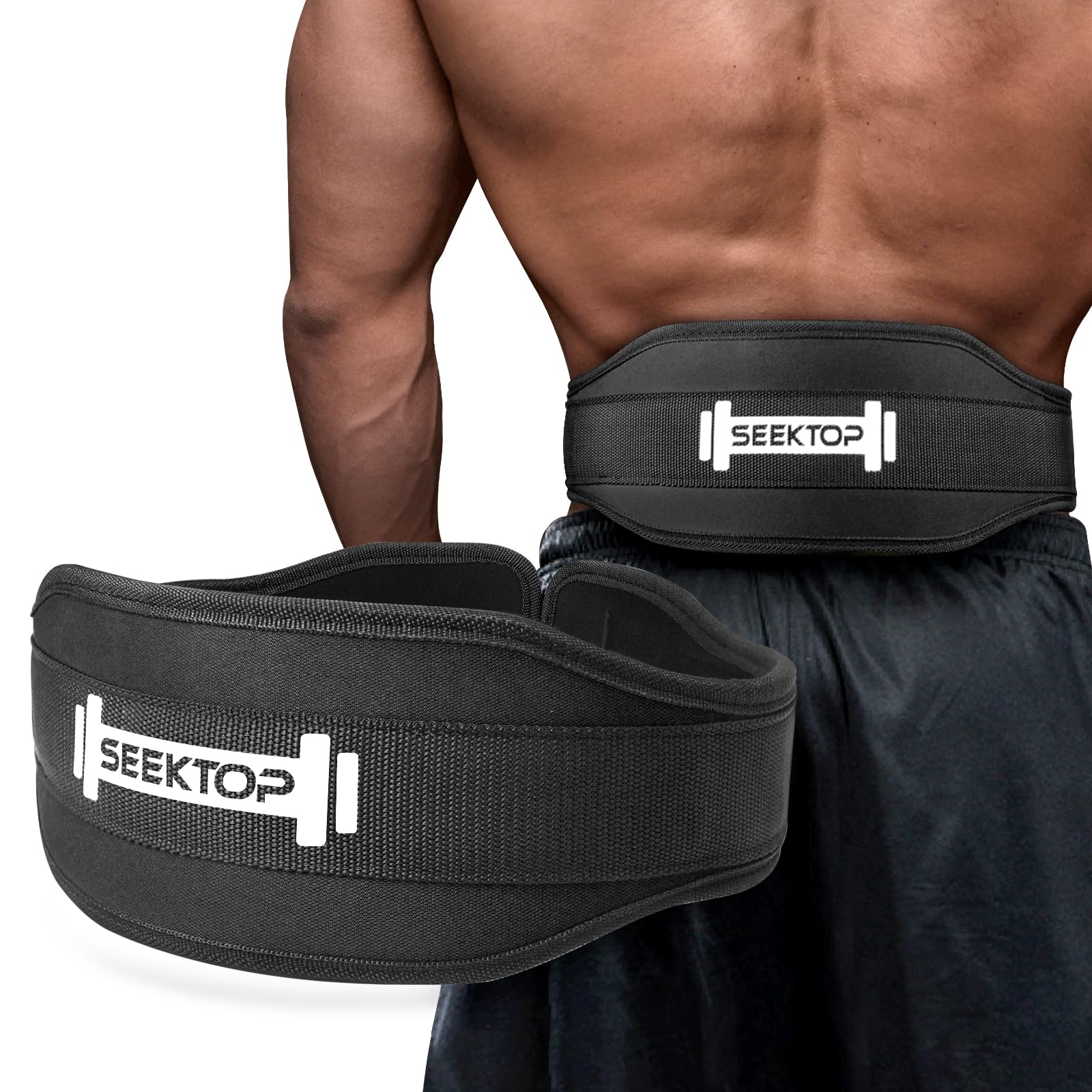 vorax Seektop Weight Lifting Belt Quick Locking Gym Weightlifting Lifting Belt for Bodybuilding Powerlifting Men and Women- 4 Inch WideBack Support Nylon Belt, for Cross Training, Squats, Workout, Lunges (Black-XL)