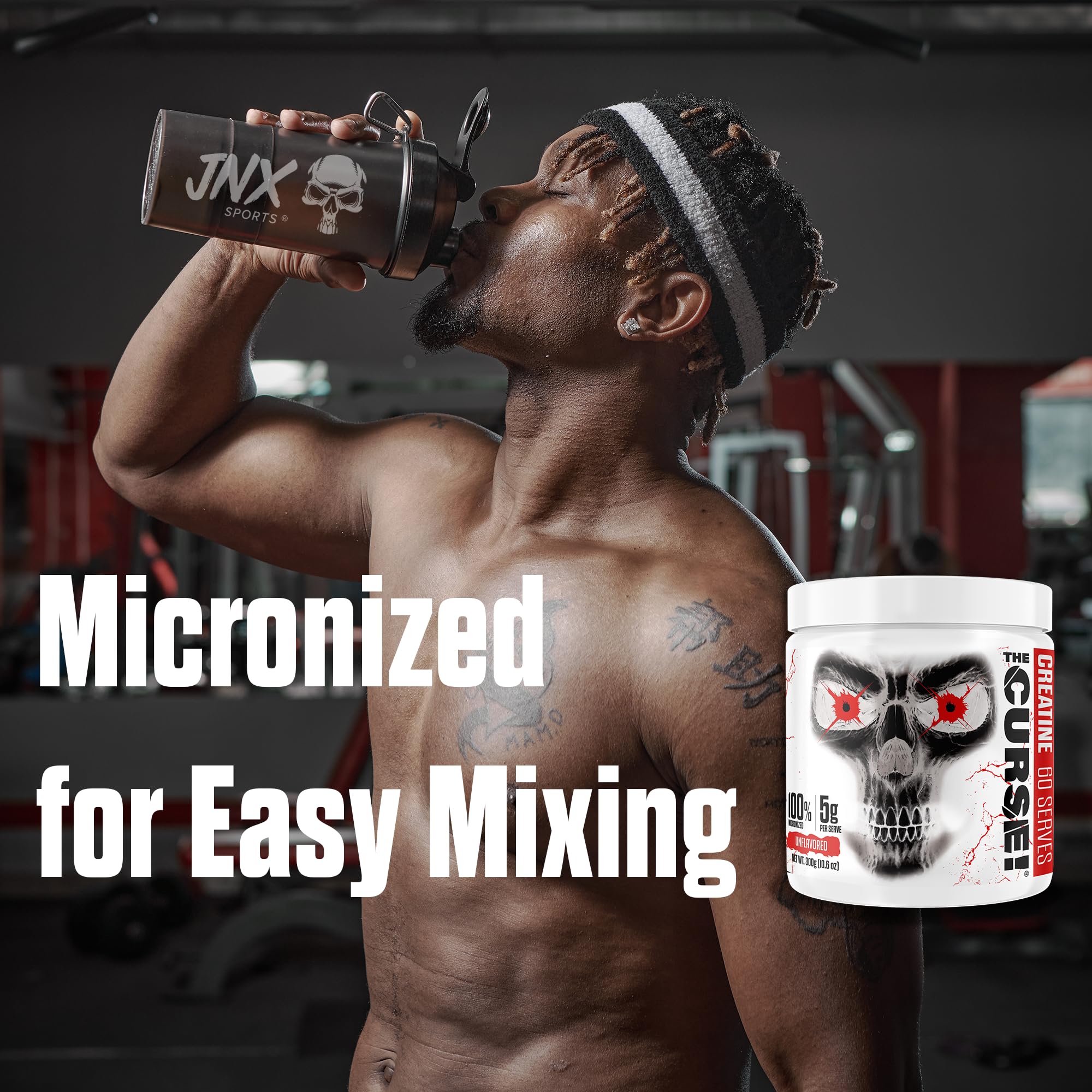 JNX SPORTS The Curse! Creatine Monohydrate Powder 300g 5g Per Serve Pure Micronized Creatine 60 Servings (10.6oz)