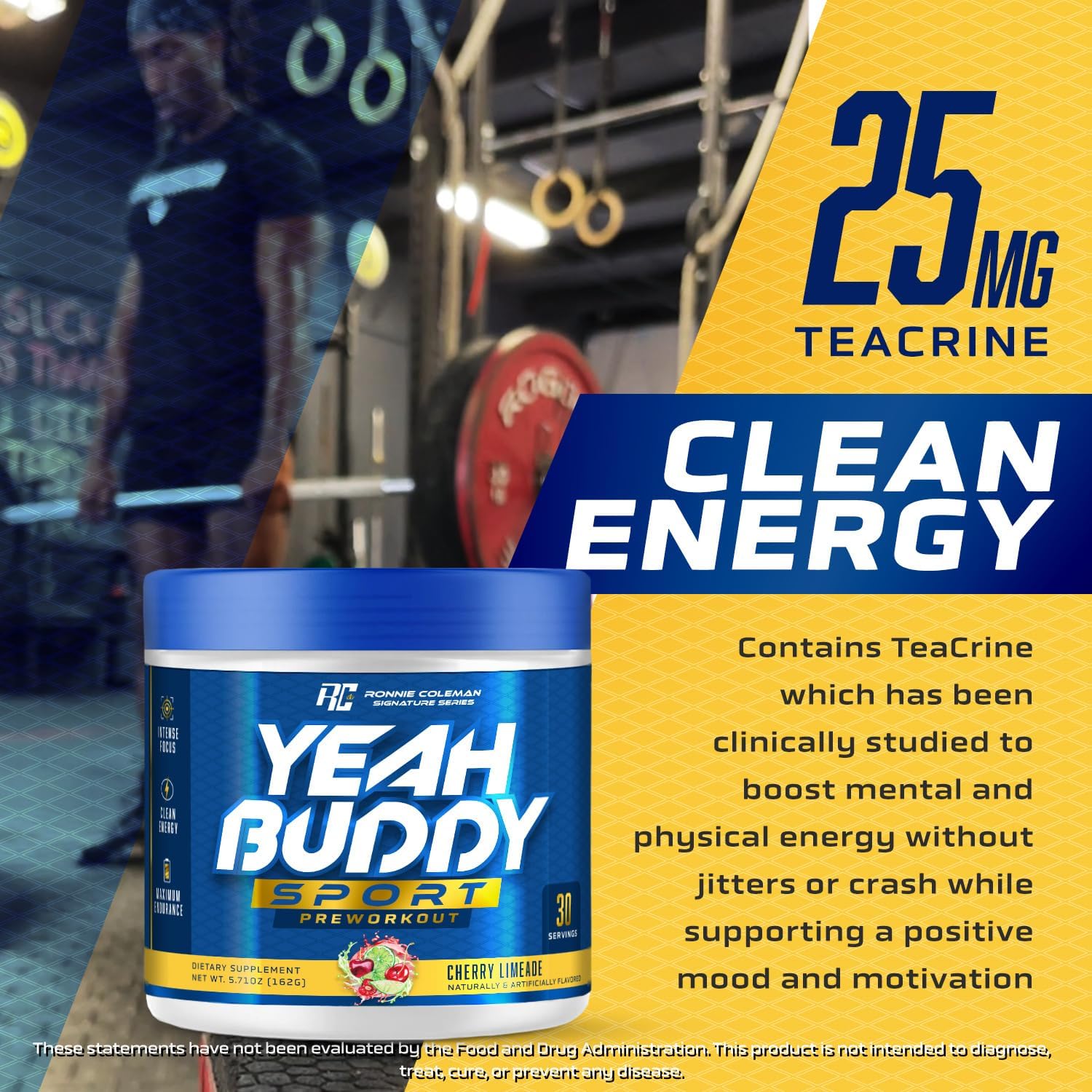Ronnie Coleman Signature Series NEW Pre Workout Powder for Women & Men, Preworkout w/Amino Acid Beta Alanine, L Citrulline, Caffeine for Energy Support, Endurance & Focus (Lemon Splash)