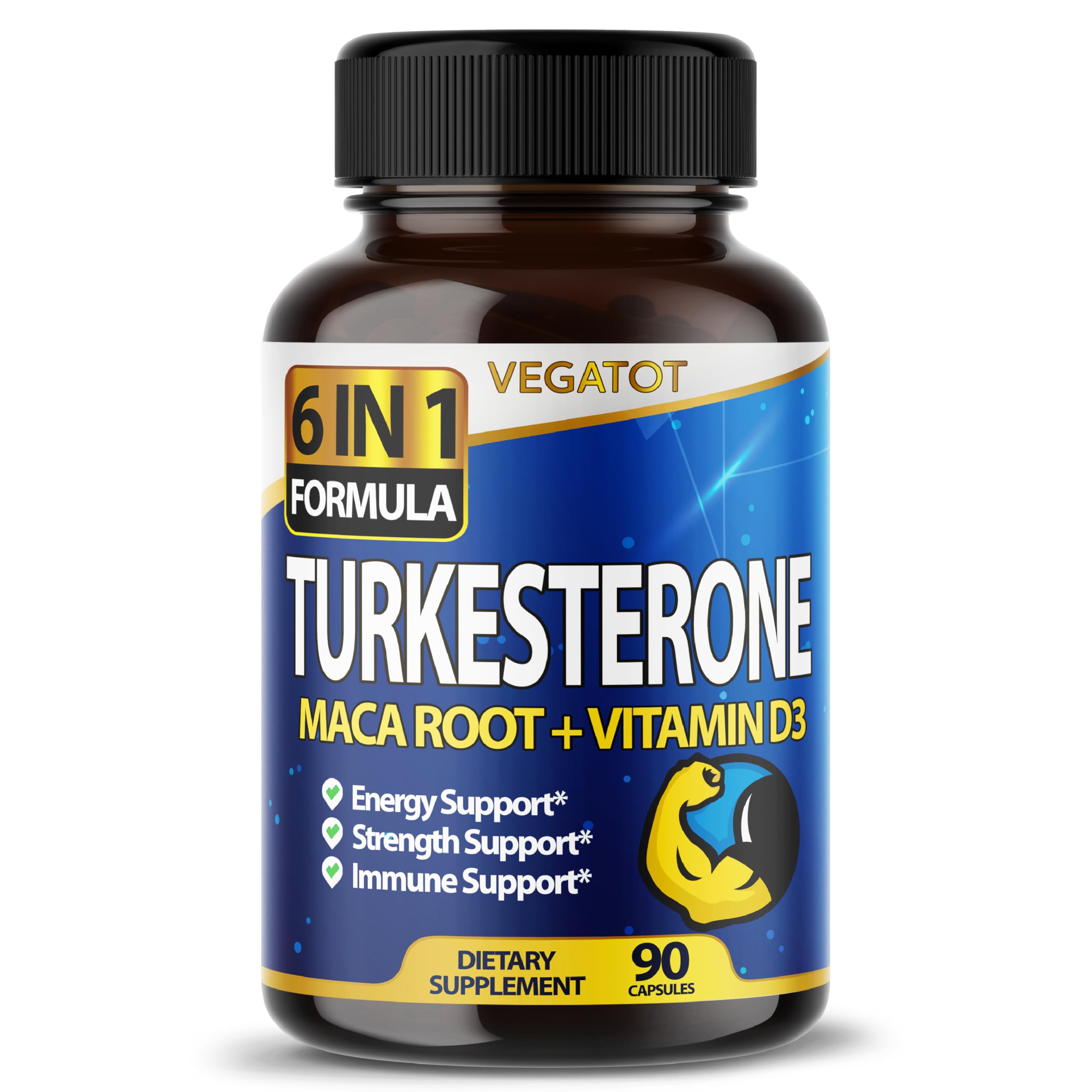 VEGATOT 6 in 1 High Strength Turkesterone 15500 mg Concentrated Extract with Maca Root Fenugreek Tribulus Boost Energy Stamina 3-Month Supply (60 Count (Pack of 1))