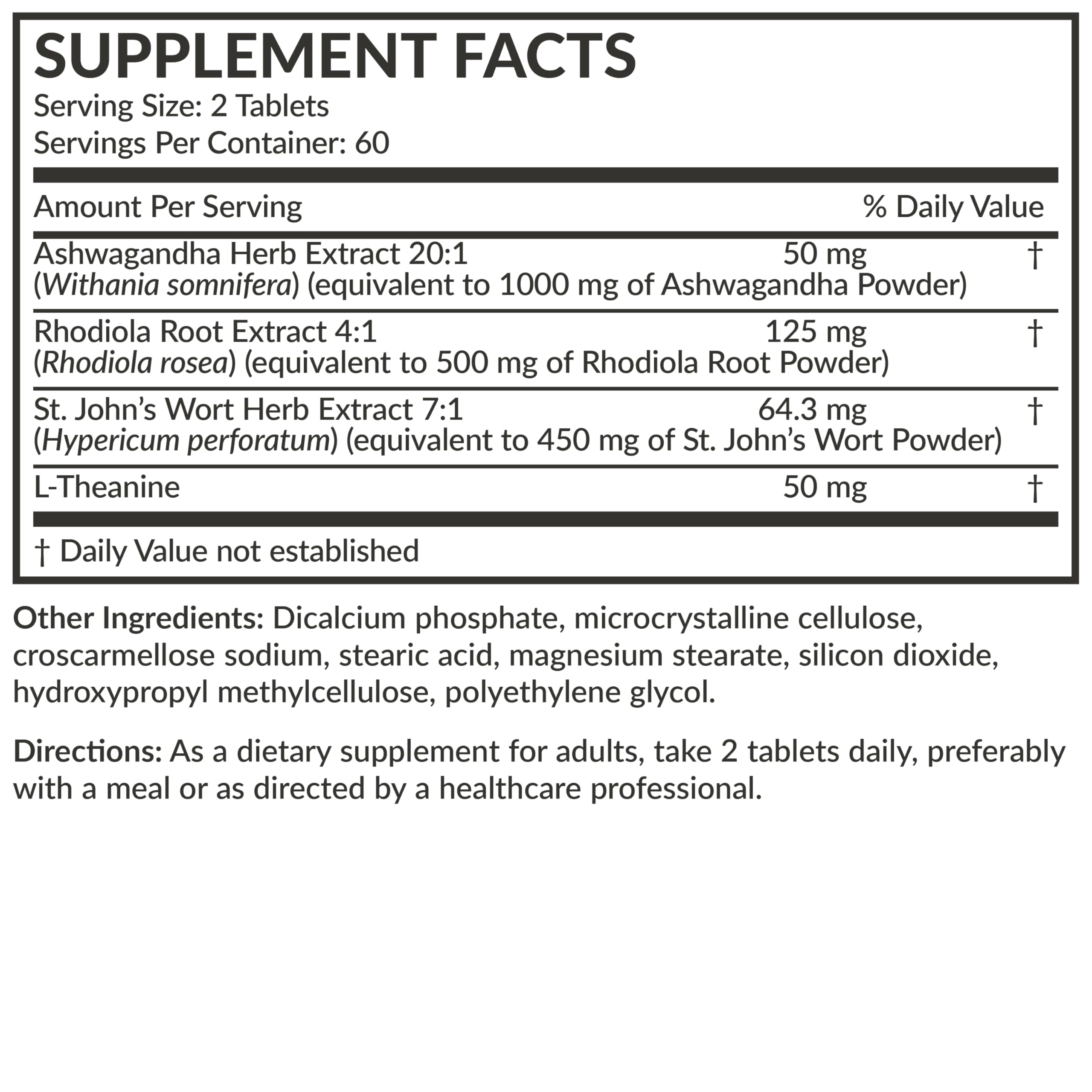 Futurebiotics Chill Pill + Ashwagandha, Rhodiola, St. John’s Wort, & L-Theanine - Non-GMO, 120 Vegetarian Tablets