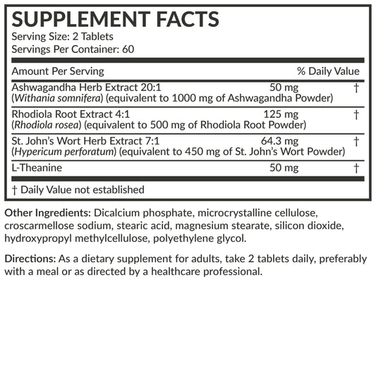 Futurebiotics Chill Pill + Ashwagandha, Rhodiola, St. John’s Wort, & L-Theanine - Non-GMO, 120 Vegetarian Tablets