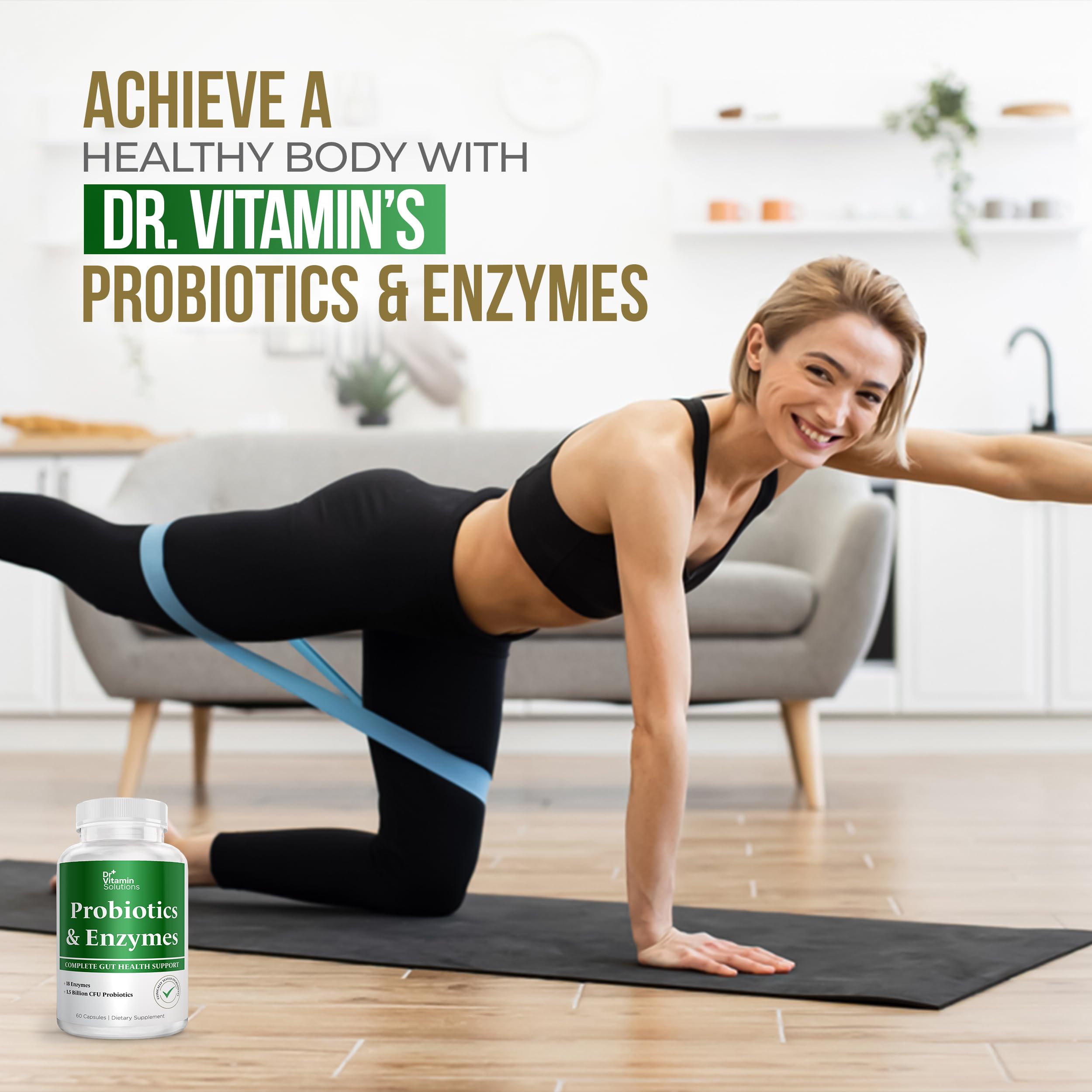 Dr. Vitamin Multi Enzymes, Pre and Probiotics for Digestive Health | 18 Active Enzymes & 1.5 Billion CFU Probiotics for Women & Men | Digestive Enzymes w/Prebiotics for Bloating Relief | 60 Capsules