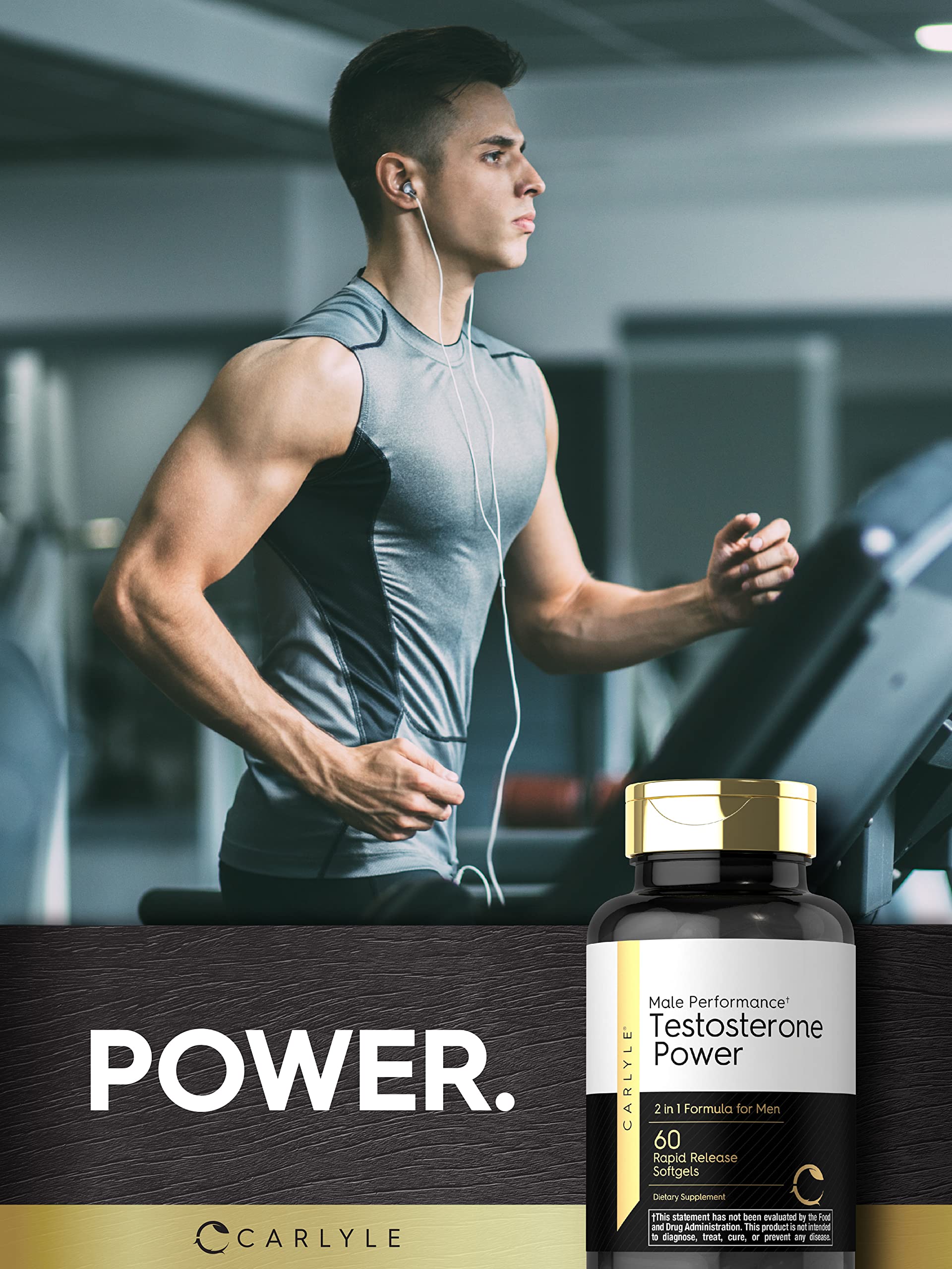 Carlyle Testosterone Power for Men | 60 Rapid Release Softgels | Non-GMO, Gluten Free Supplement