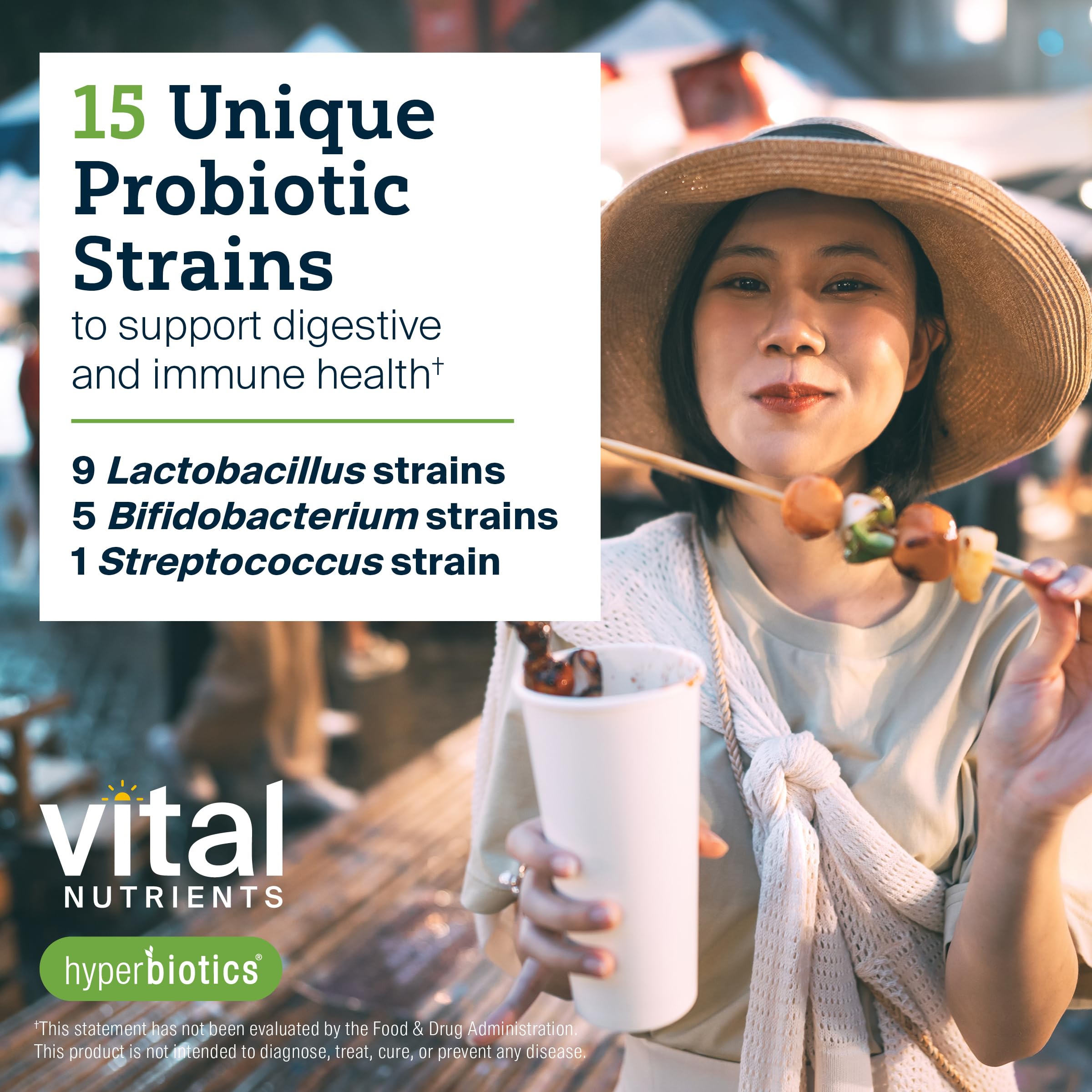 Hyperbiotics Vital Nutrients Pro-15 Pre + Probiotic | 15 Strains| Supports Occasional Constipation, Diarrhea, Gas & Bloating | Immune, Digestive & Gut Health | Shelf-Stable | Vegan | 30 Pearl Tablets
