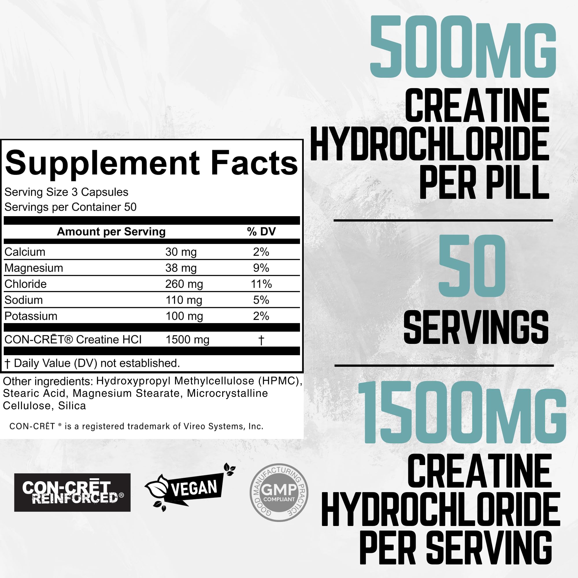 Ketostat Creatine HCL Capsules 50 Serv/1.5G Clinical Dose Creatine Pills (Hydrochloride) High Absorption Creatine Pills for Muscle Building Men & Women, Creatin Gummies Tablet Alt