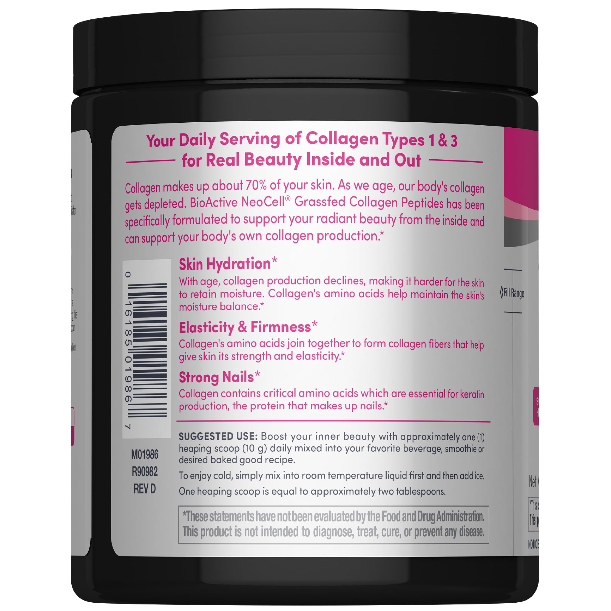 NeoCell Grassfed Collagen Peptides Powder | 7 oz | Unflavored | for Women and Men | Hair, Skin, & Nails