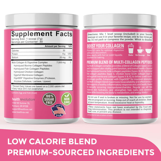 Multi Collagen Protein Powder, Type I, II, III, V, X - 5 Hydrolyzed Collagen Peptides, Skin, Hair, Nails & Joints, Triple Refined for Easy Mixing, 99% Absorption Rate, Non-GMO, Gluten-Free, Unflavored