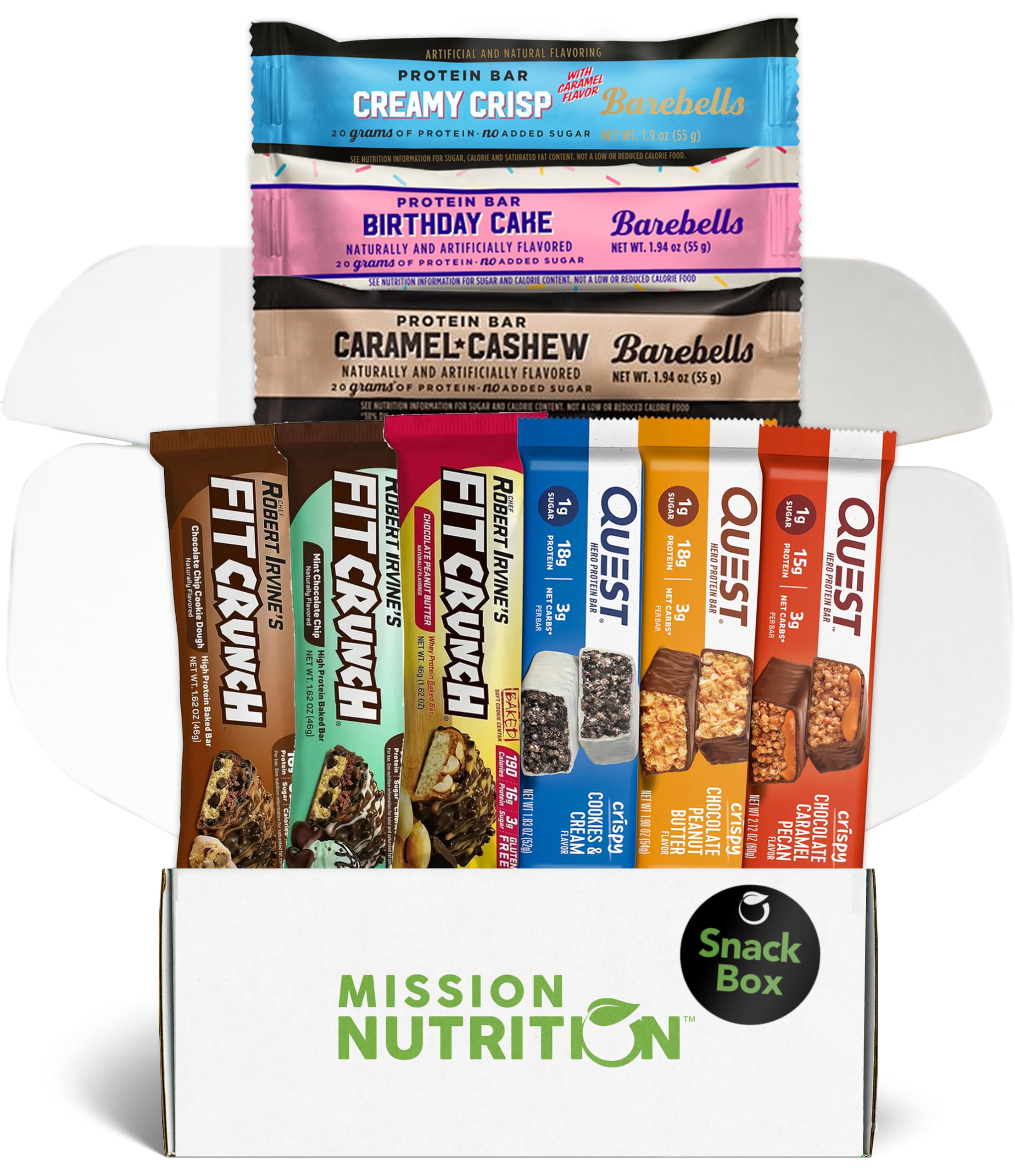 High Protein Bars, Fit Crunch & Quest Hero Bar Variety Box: High Protein Snack, Low Sugar, Low Carb, Keto Friendly- Sampler Pack of 9 Bars