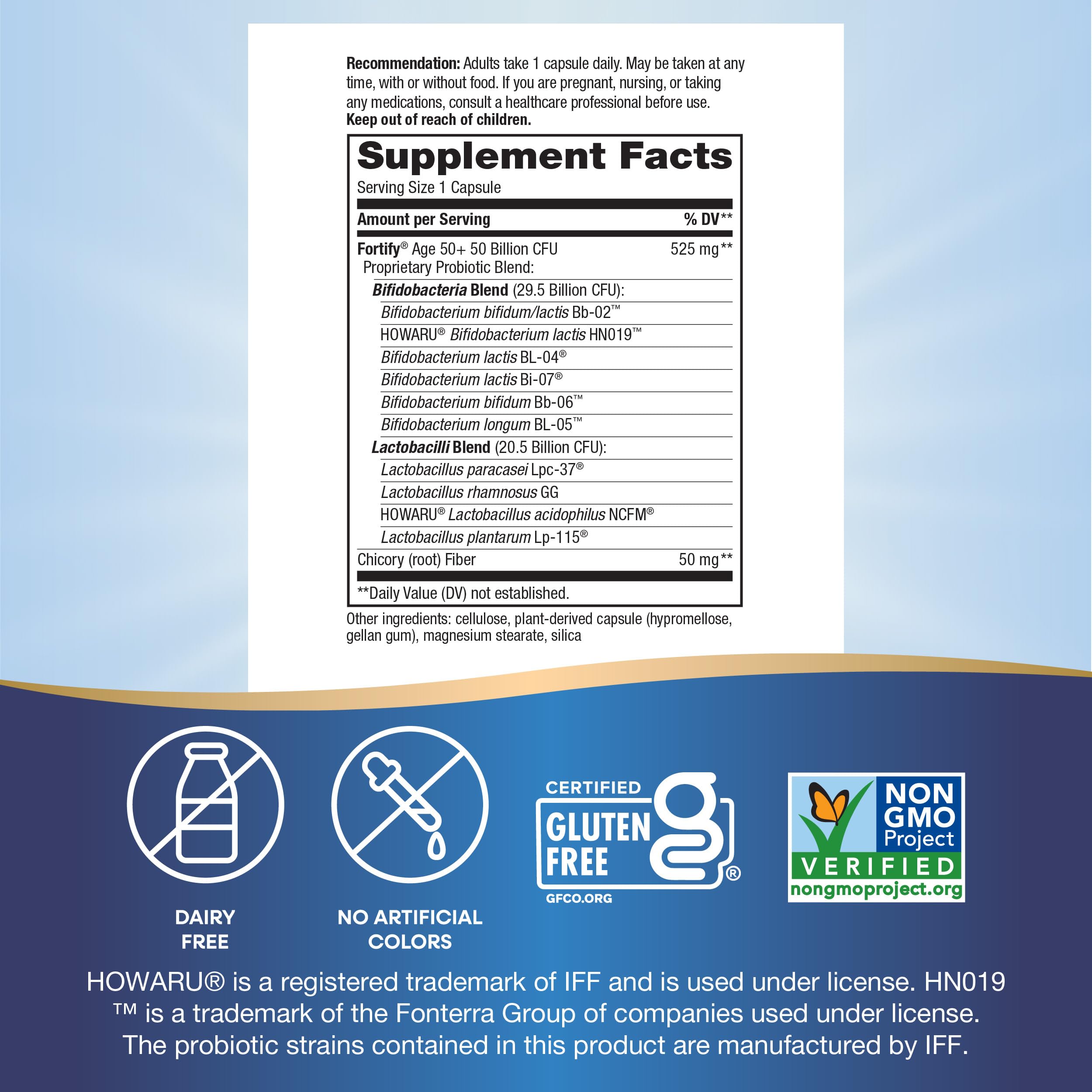 Nature's Way Fortify 50+ Daily Probiotic for Men and Women, 30 Billion Live Cultures, Colon, Digestive, and Immune Health Support* Supplement, 30 Capsules (Packaging May Vary)