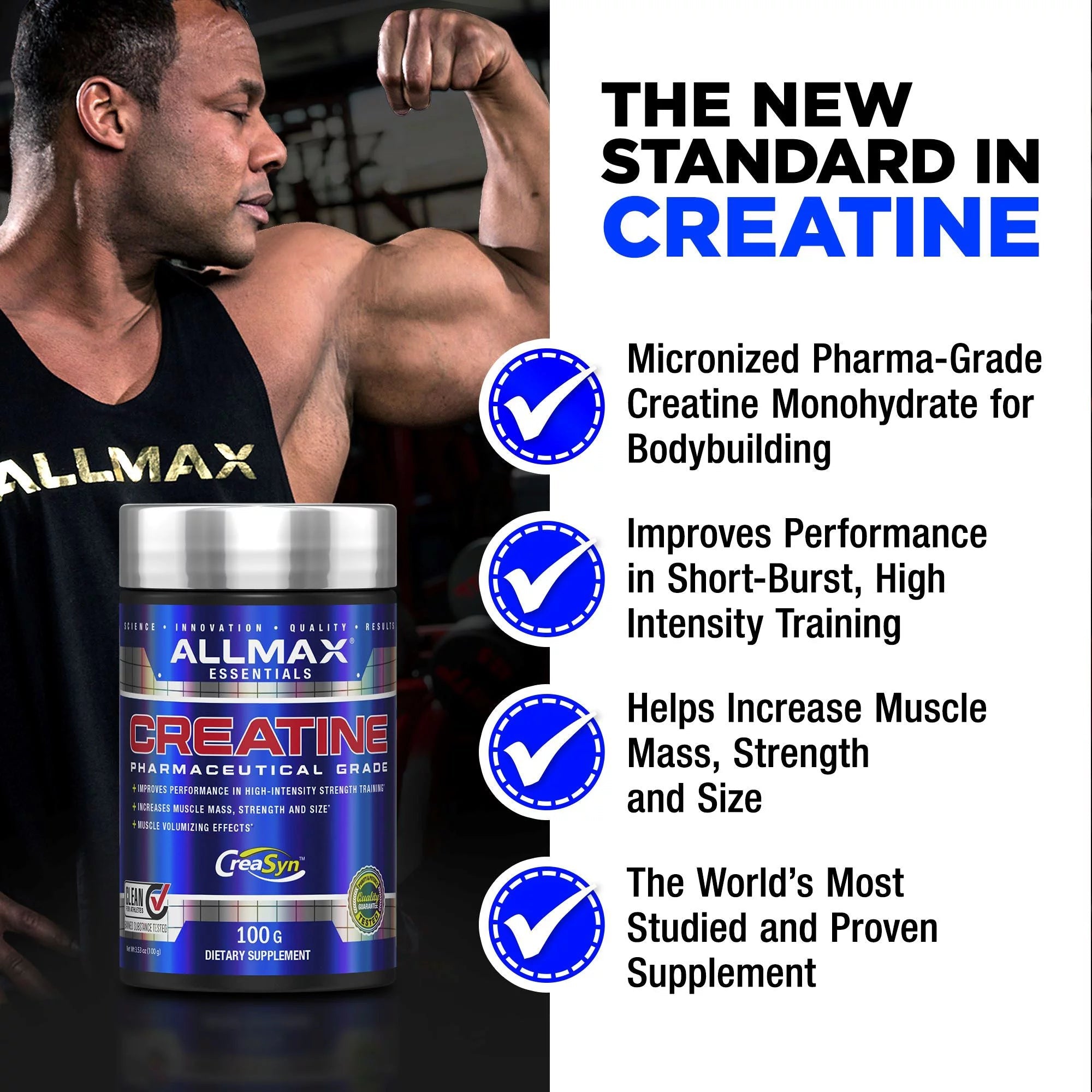 Micronized Creatine Monohydrate, Gluten Free & Fast Absorbing 100G, Unflavored, 20 Servings