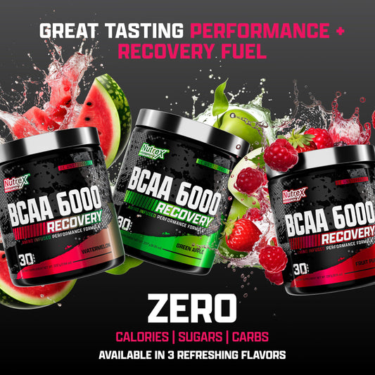 Nutrex Research - BCAA Powder 6000 Amino Acid - 6 Grams of BCAAs Amino Acids Supplement for Post Workout Recovery & Muscle Growth - Amino Energy Workout Recovery Drink (Watermelon - 30 Servings)