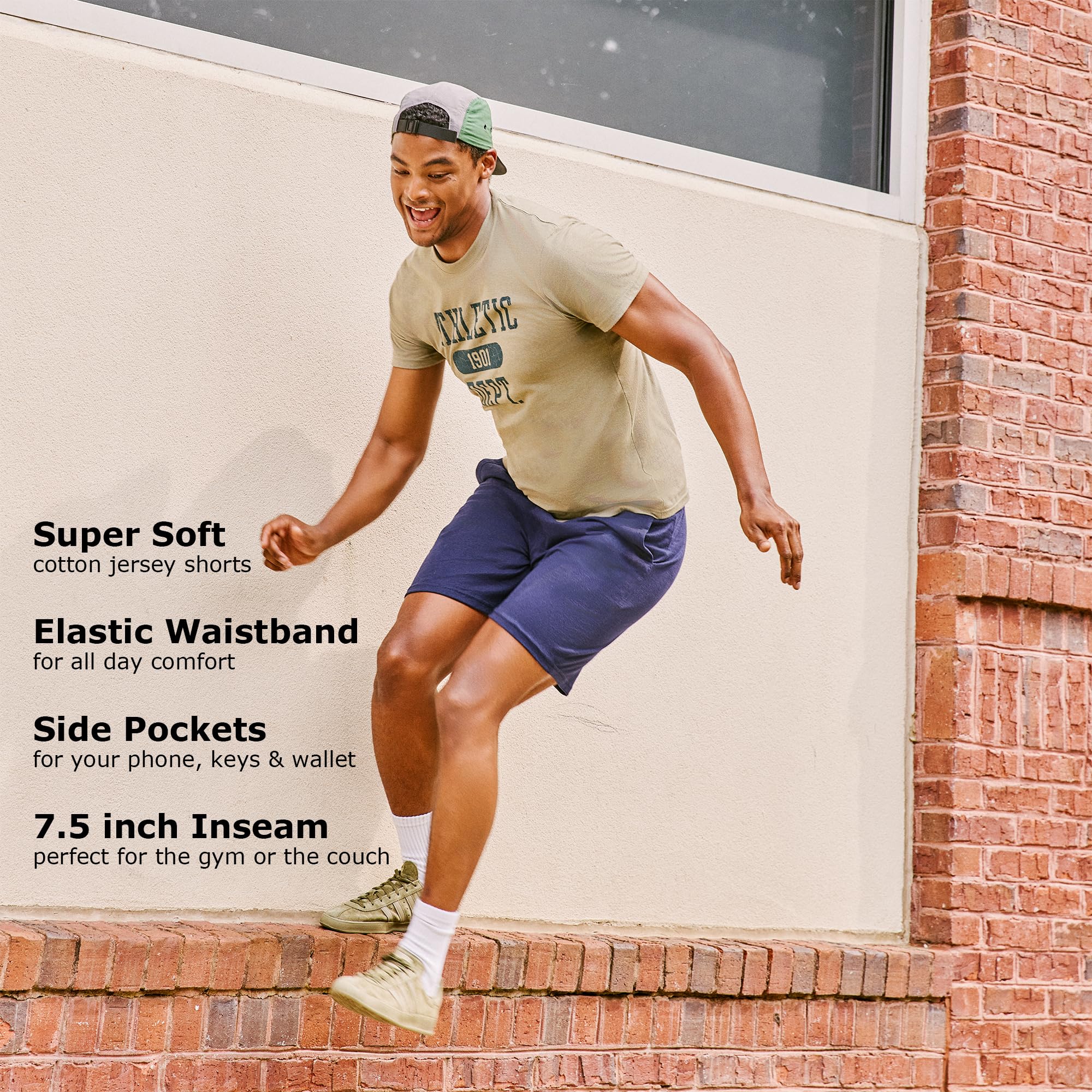Hanes Mens Jersey Cotton With Pocket Workout-and-training-shorts, Black, Medium US