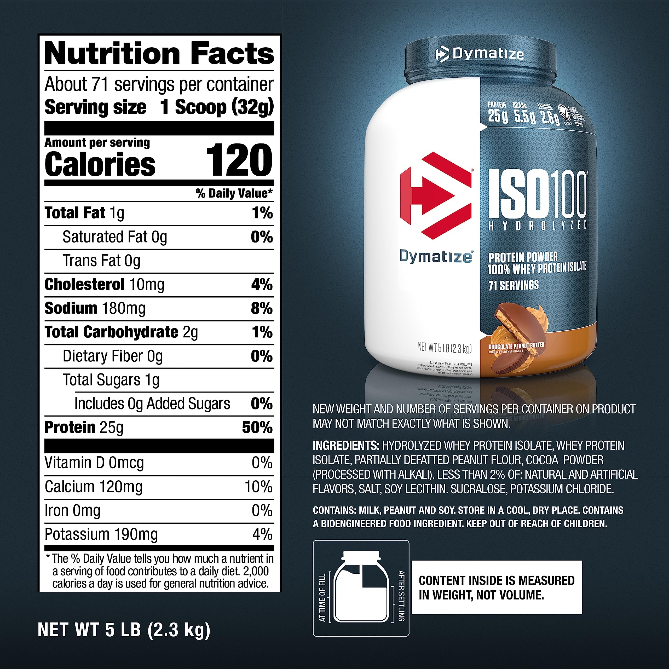 Dymatize ISO 100 Whey, Chocolate PB, 5 lb