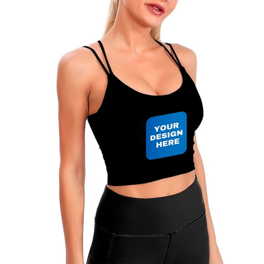 Rtsaiuoi Personalized Yoga Tank Top Design Your Own Sports Vest with Photo Text Logo Name Women's Workout Crop Top, Black, S