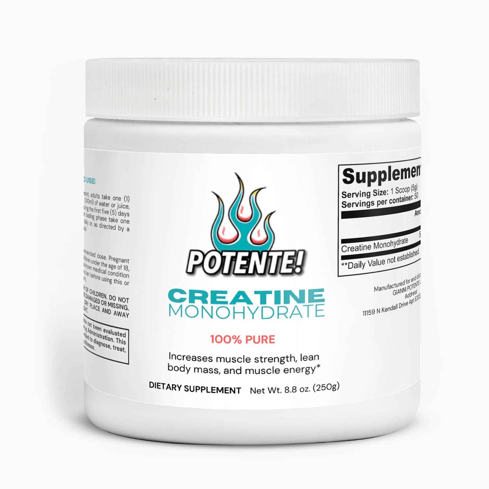 POTENTE! CREATINE MONOHYDRATE – 100% PURE PERFORMANCE BOOSTER